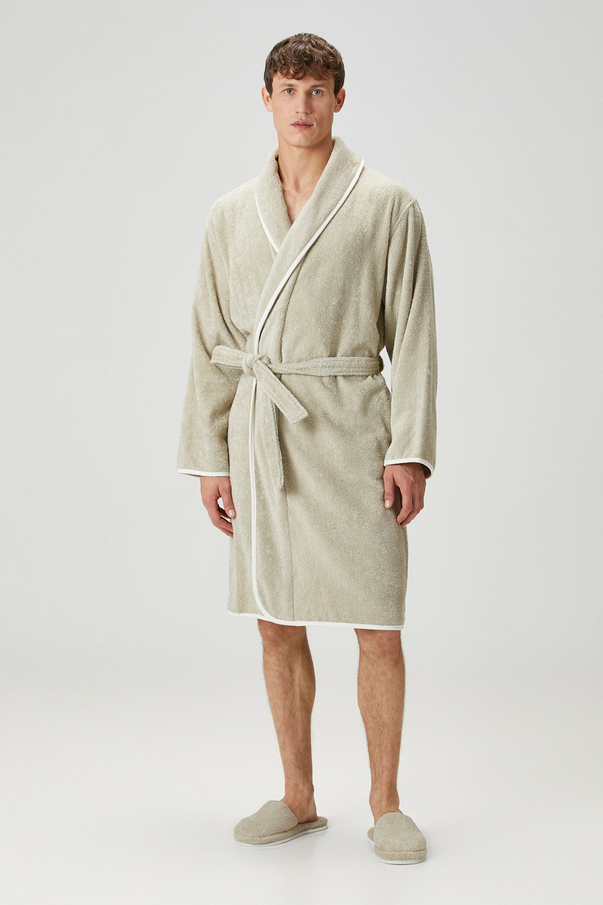 Allesi %100 Pamuk Erkek Bornoz Mint