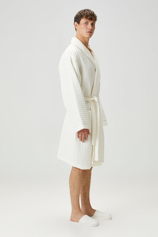 Aura Waffle Bornoz Takımı Ekru