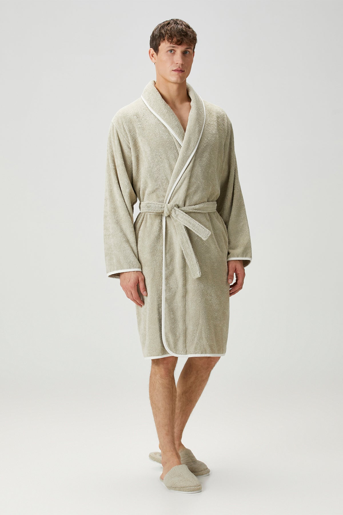 Allesi %100 Pamuk Erkek Bornoz Mint