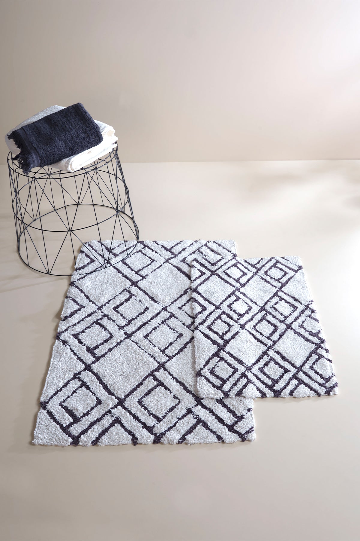 Cava 2 Piece Bath Mat Set 100% Cotton 40x60 + 60x90 Gray