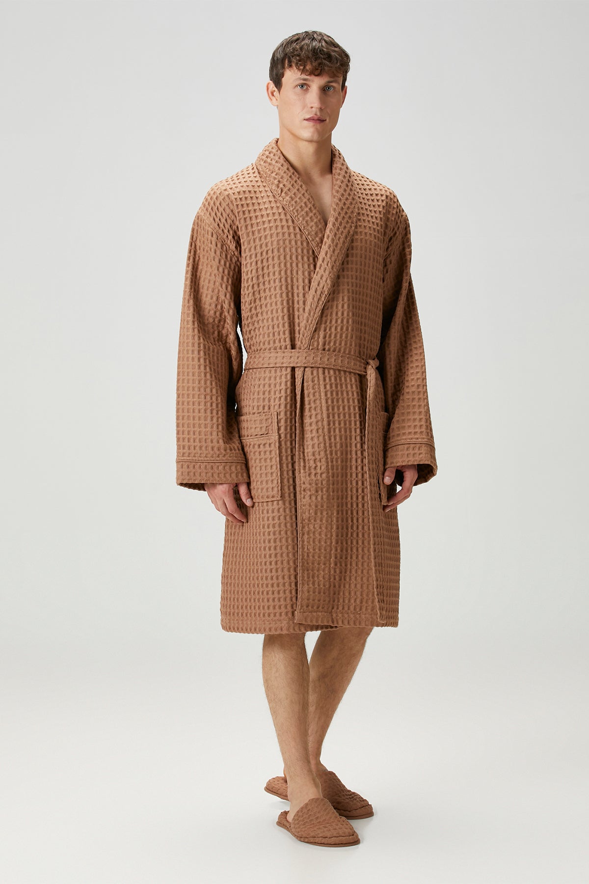 Aura Waffle Erkek Bornoz Mocha