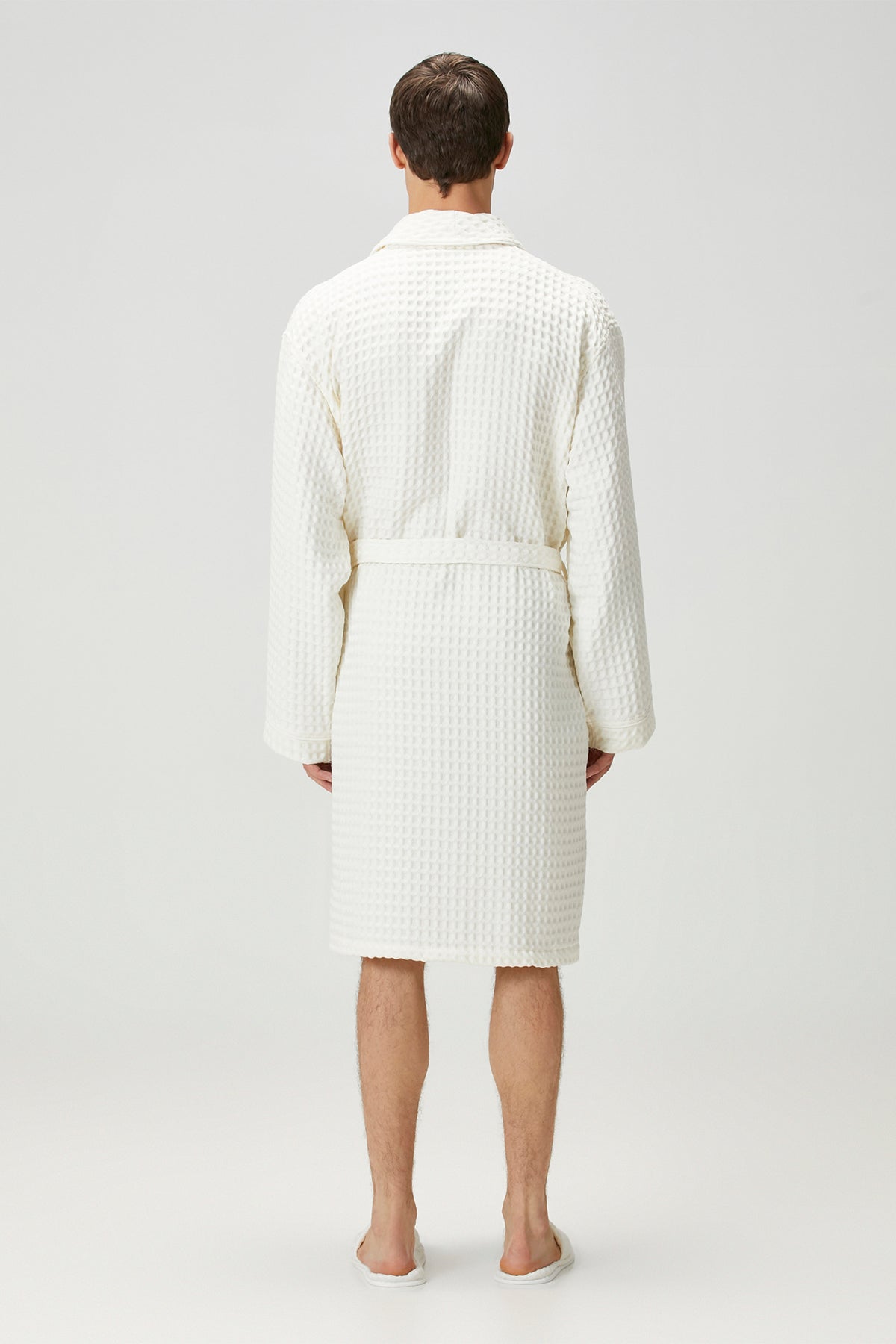 Aura Waffle Erkek Bornoz Ekru
