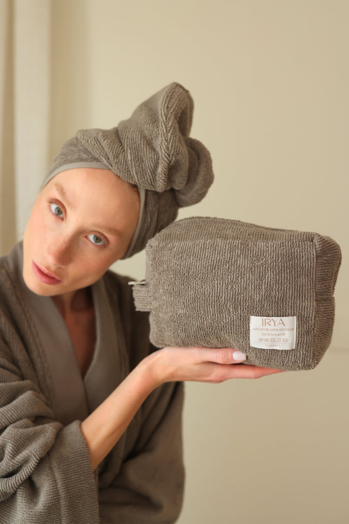 Solena 100% Cotton Women's Bathrobe Grey