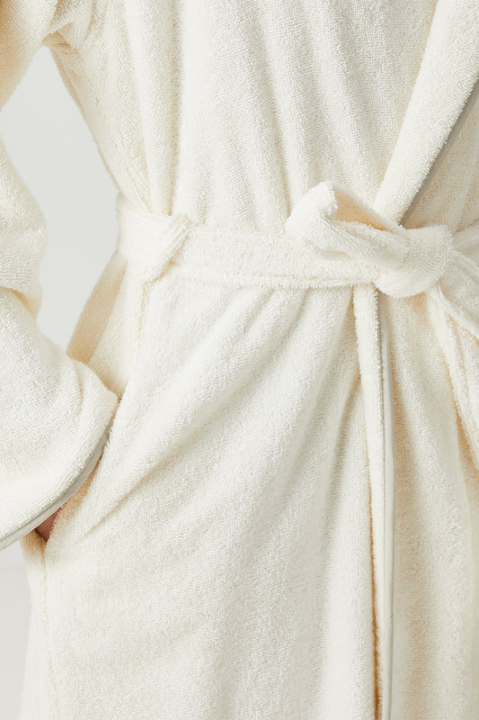 Allesi 100% Cotton Bathrobe Set Ecru