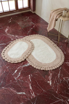Bianca 2 Piece Bath Mat Set 100% Cotton 40x60 + 60x90 Ecru