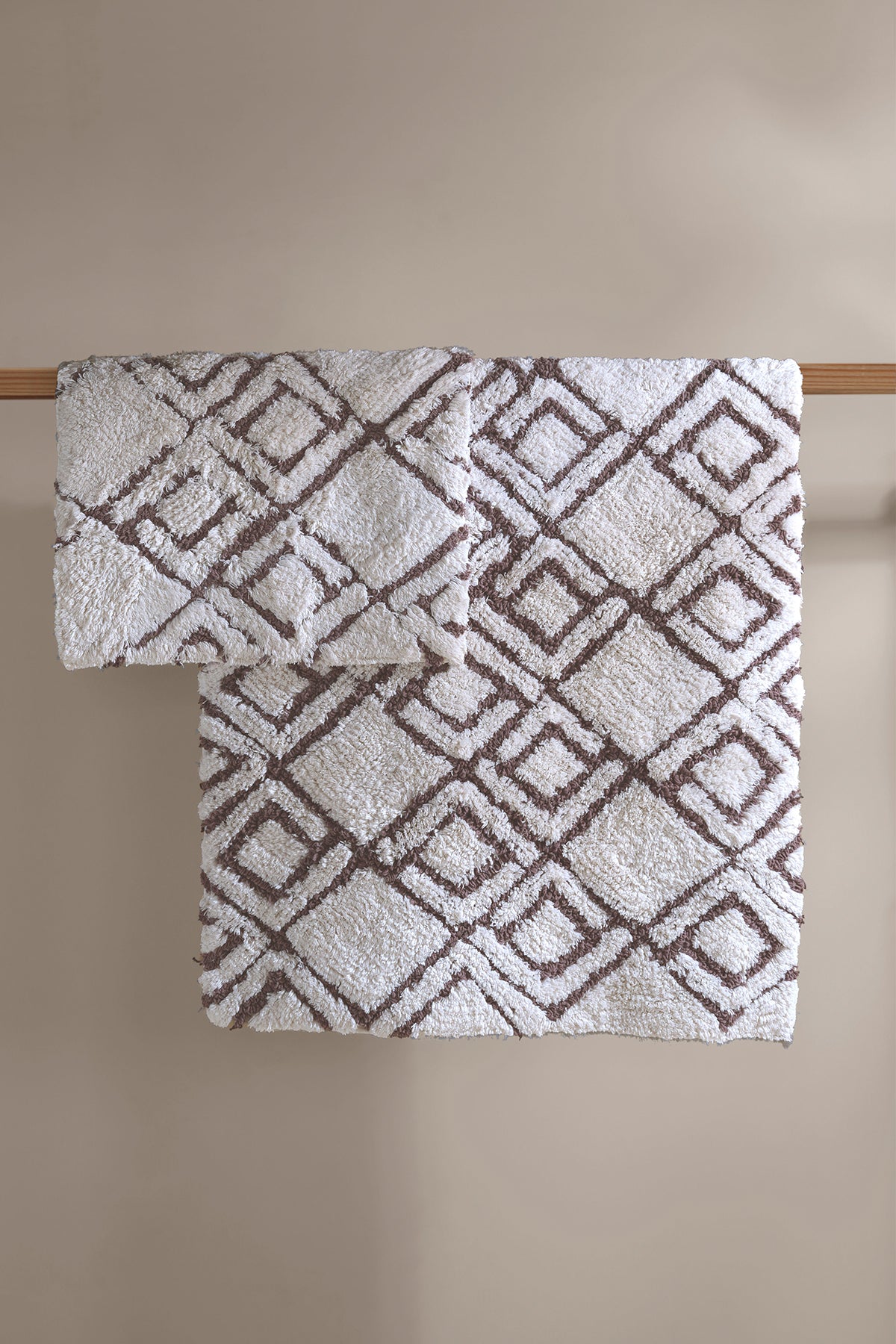 Cava 2’li Takım Banyo Paspası %100 Pamuk 40x60 + 60x90 Kahverengi