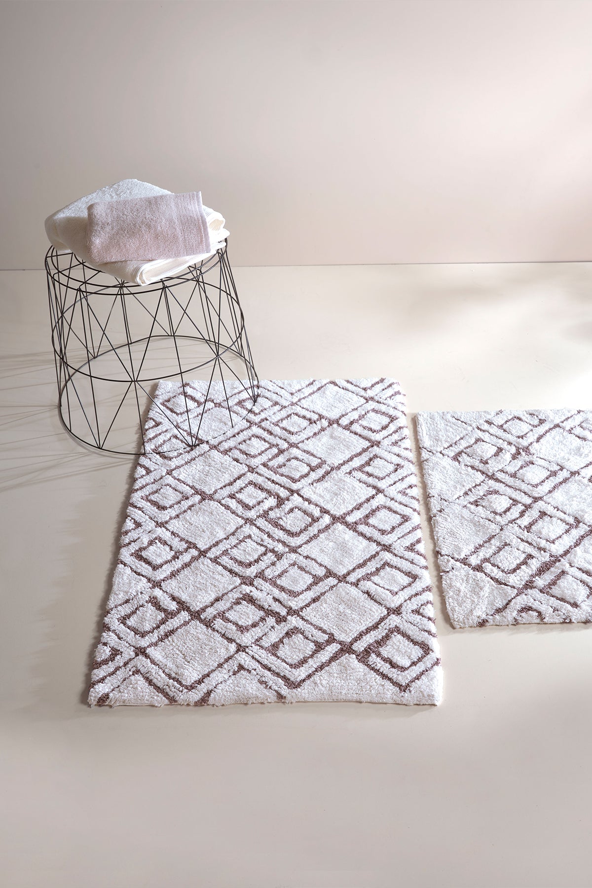 Cava 2’li Takım Banyo Paspası %100 Pamuk 40x60 + 60x90 Kahverengi