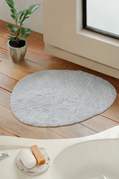 Sedef Single Bath Mat Bamboo 90x110 Grey