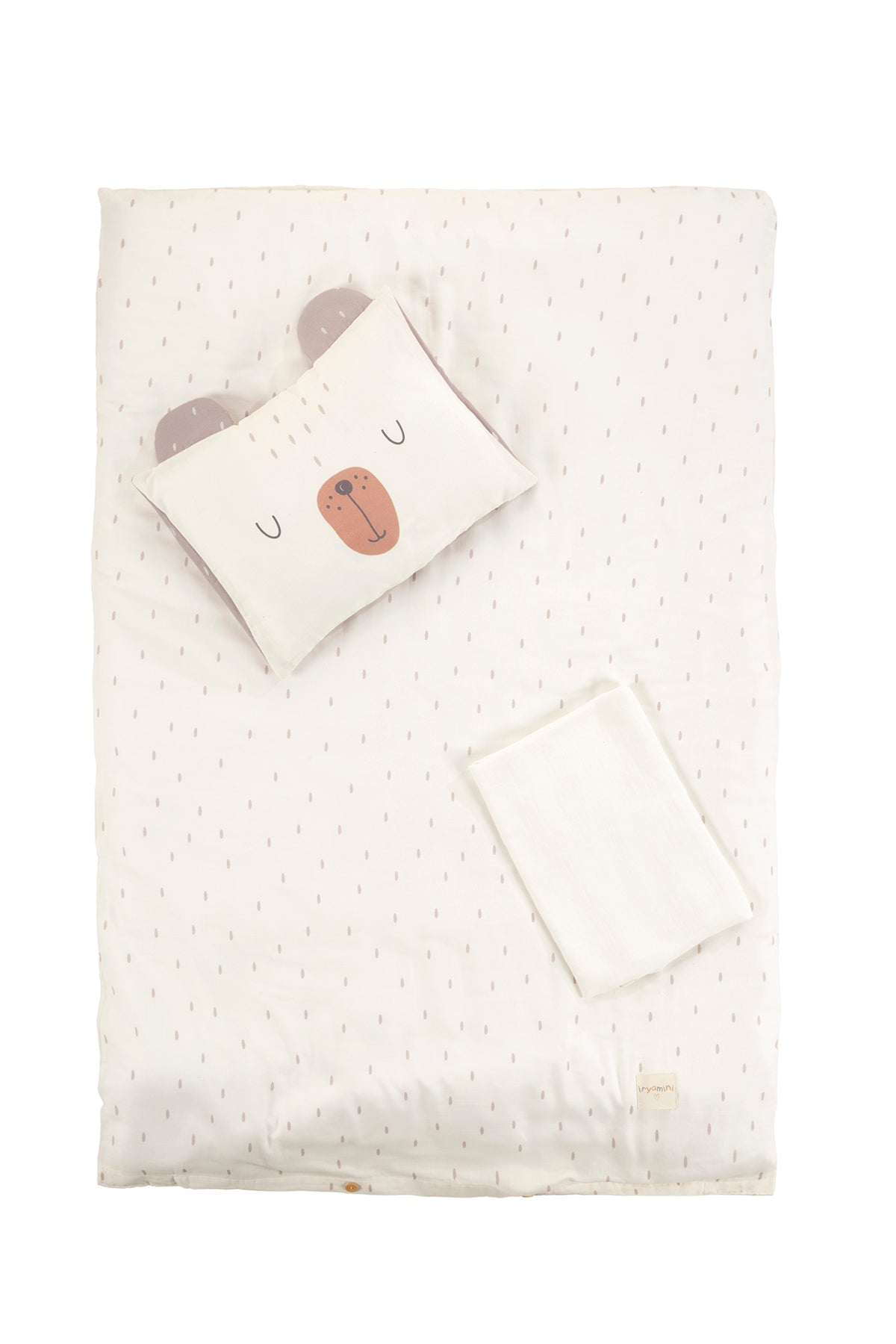 Tiny Bear Organic Cotton Muslin Ecru Kids Duvet Cover Set