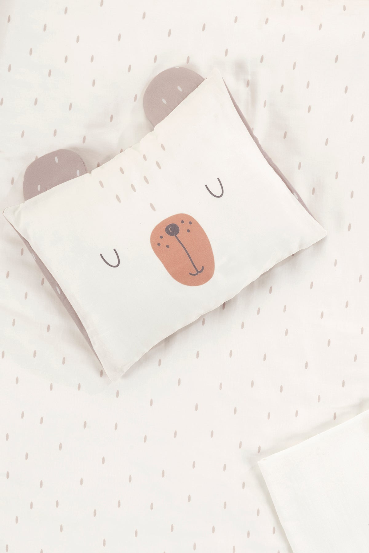 Tiny Bear Organic Cotton Muslin Ecru Kids Duvet Cover Set