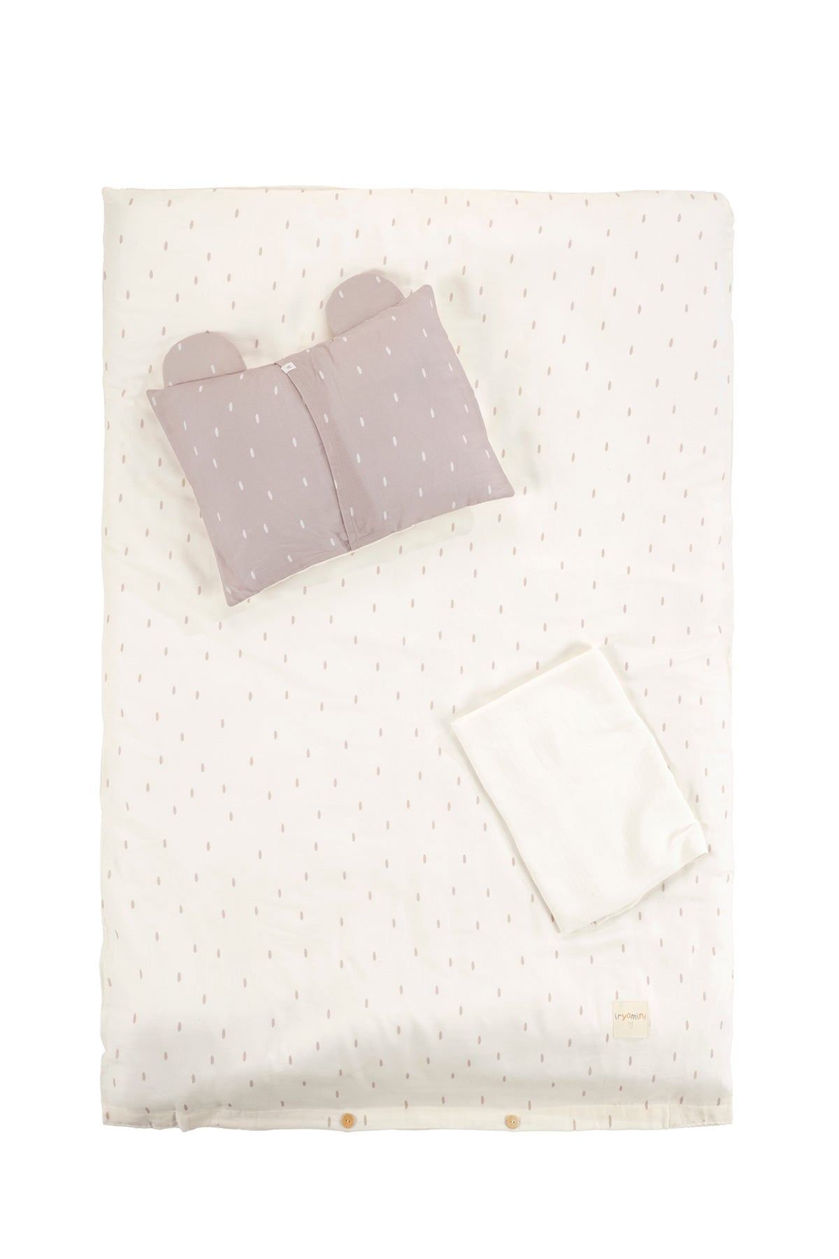 Tiny Bear Organic Cotton Muslin Ecru Kids Duvet Cover Set