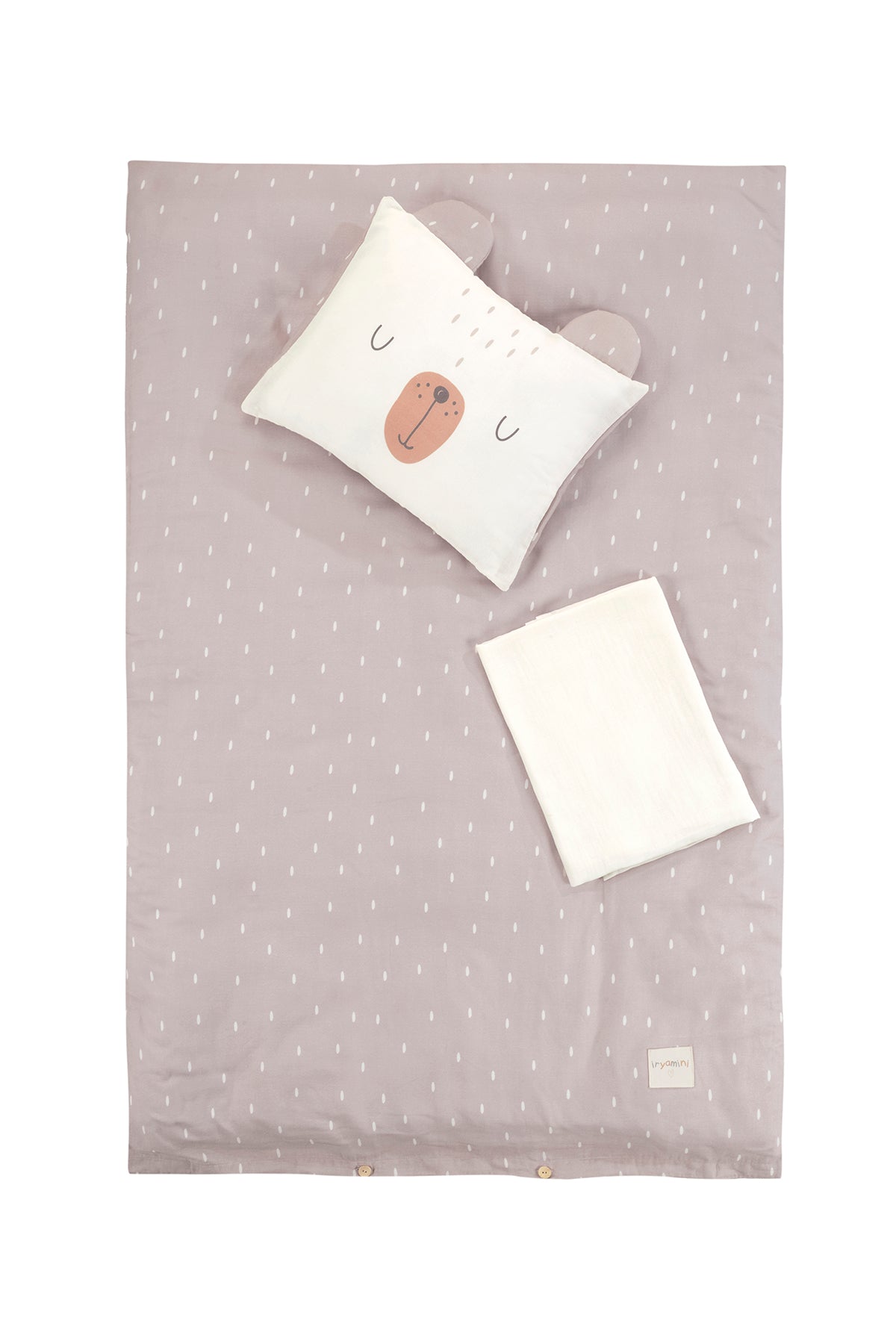 Tiny Bear Organik Pamuk Müslin Çocuk Nevresim Takımı Bej