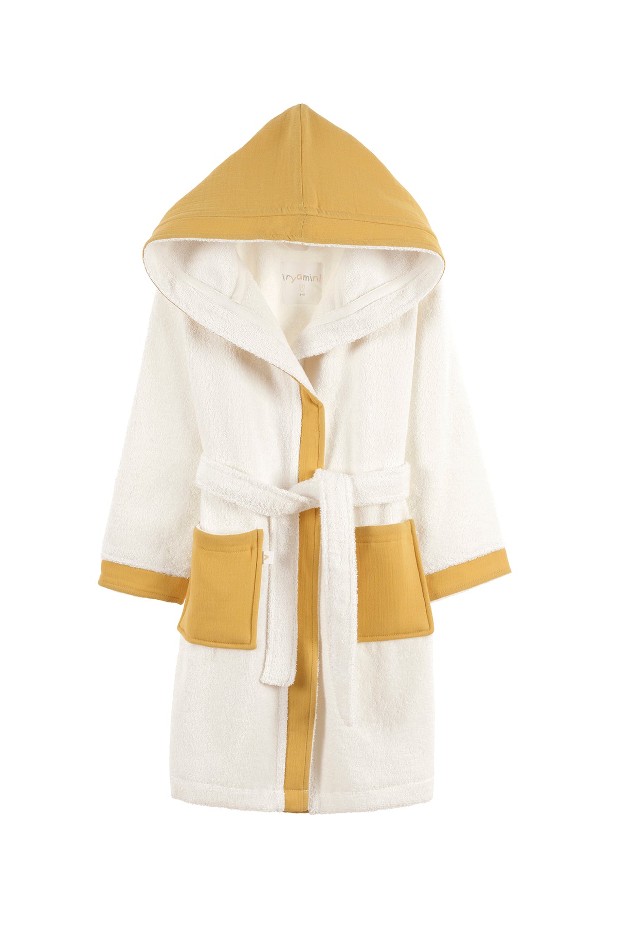 Joy of Colors Organic Cotton Muslin Detailed Children's Bathrobe Mustard