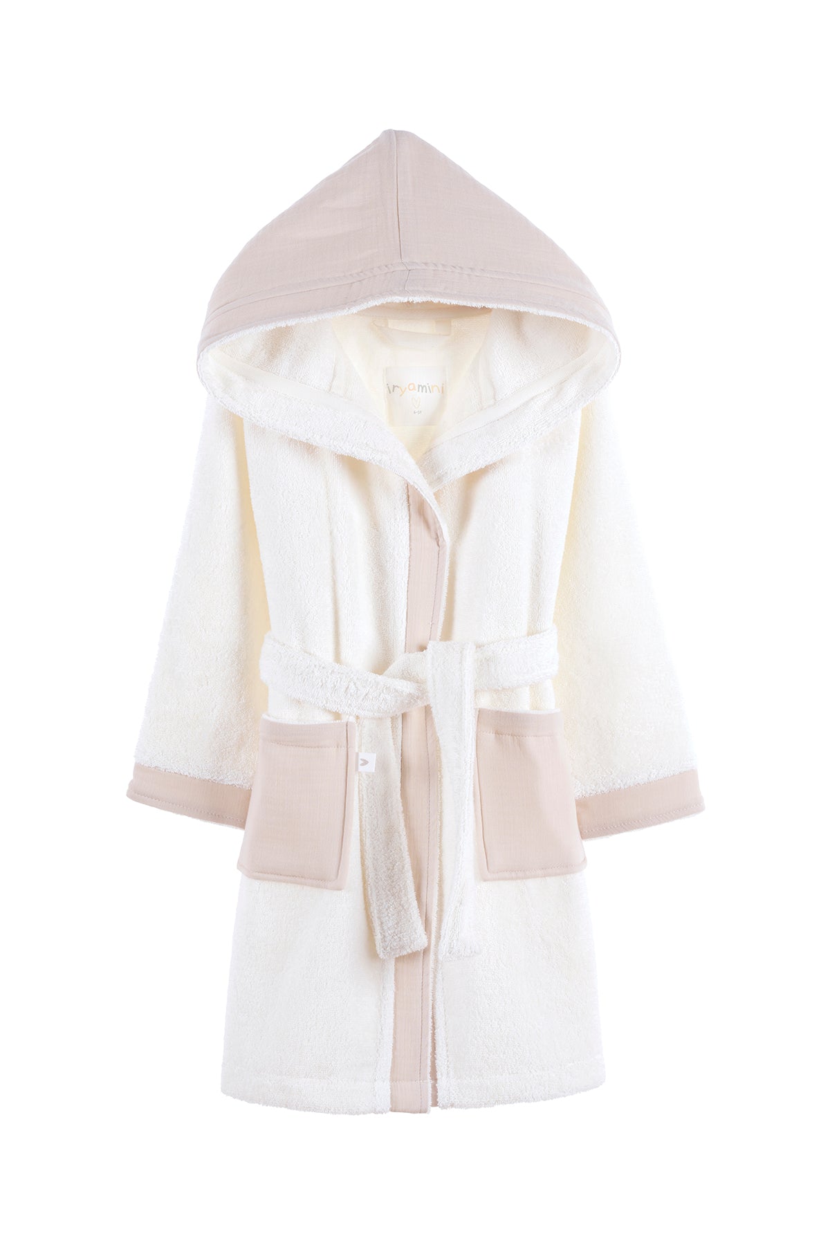 Joy of Colors Organic Cotton Muslin Detailed Children's Bathrobe Beige