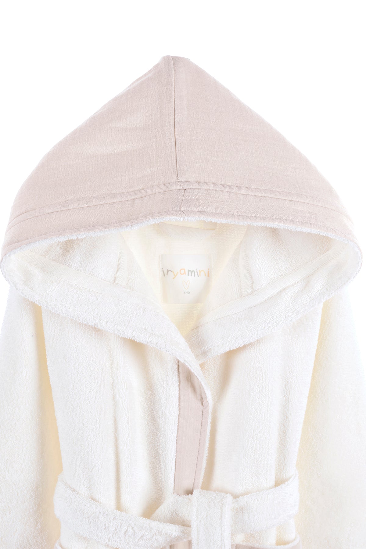 Joy of Colors Organic Cotton Muslin Detailed Children's Bathrobe Beige