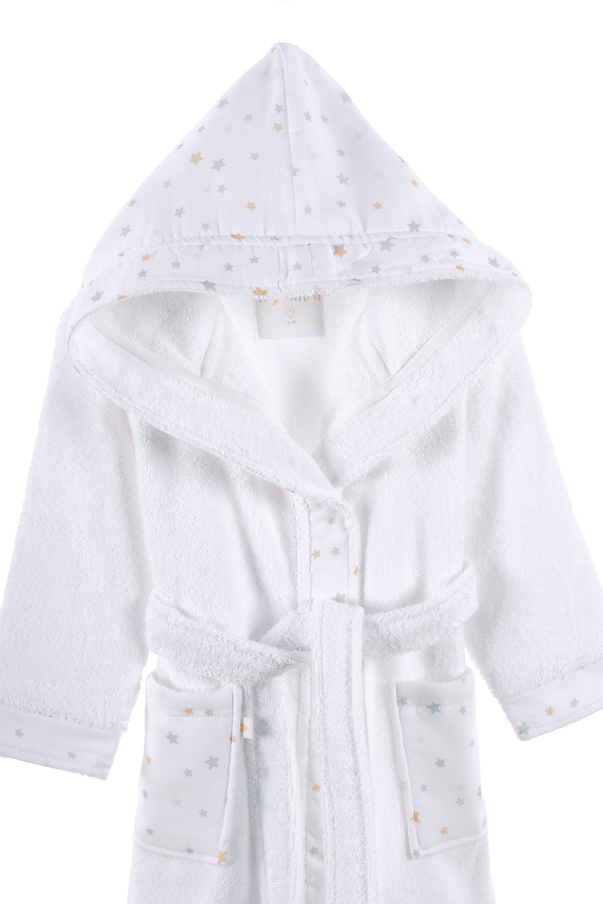 Dreamer Organik Pamuk Müslin Detaylı Çocuk Bornoz Beyaz