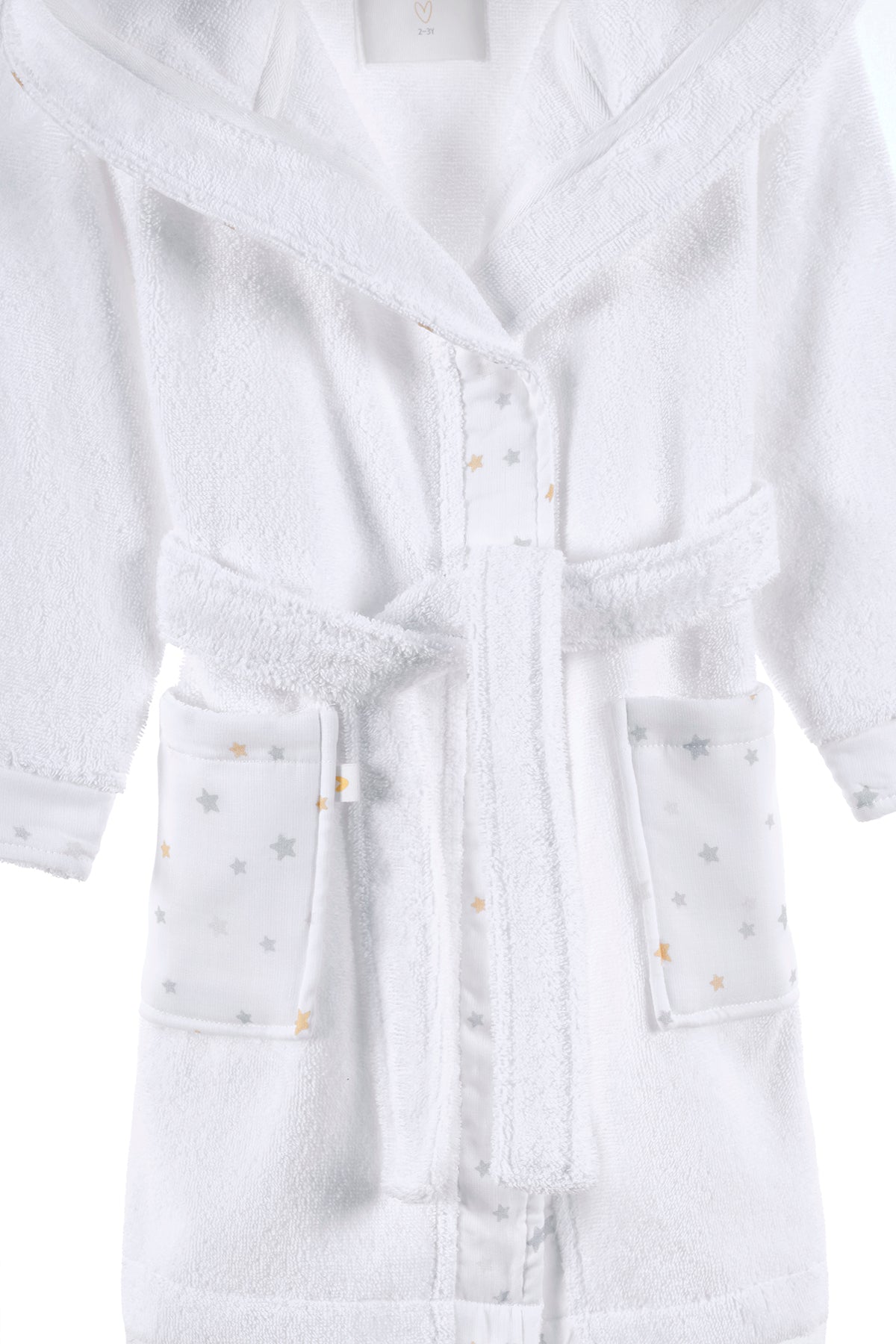 Dreamer Organik Pamuk Müslin Detaylı Çocuk Bornoz Beyaz