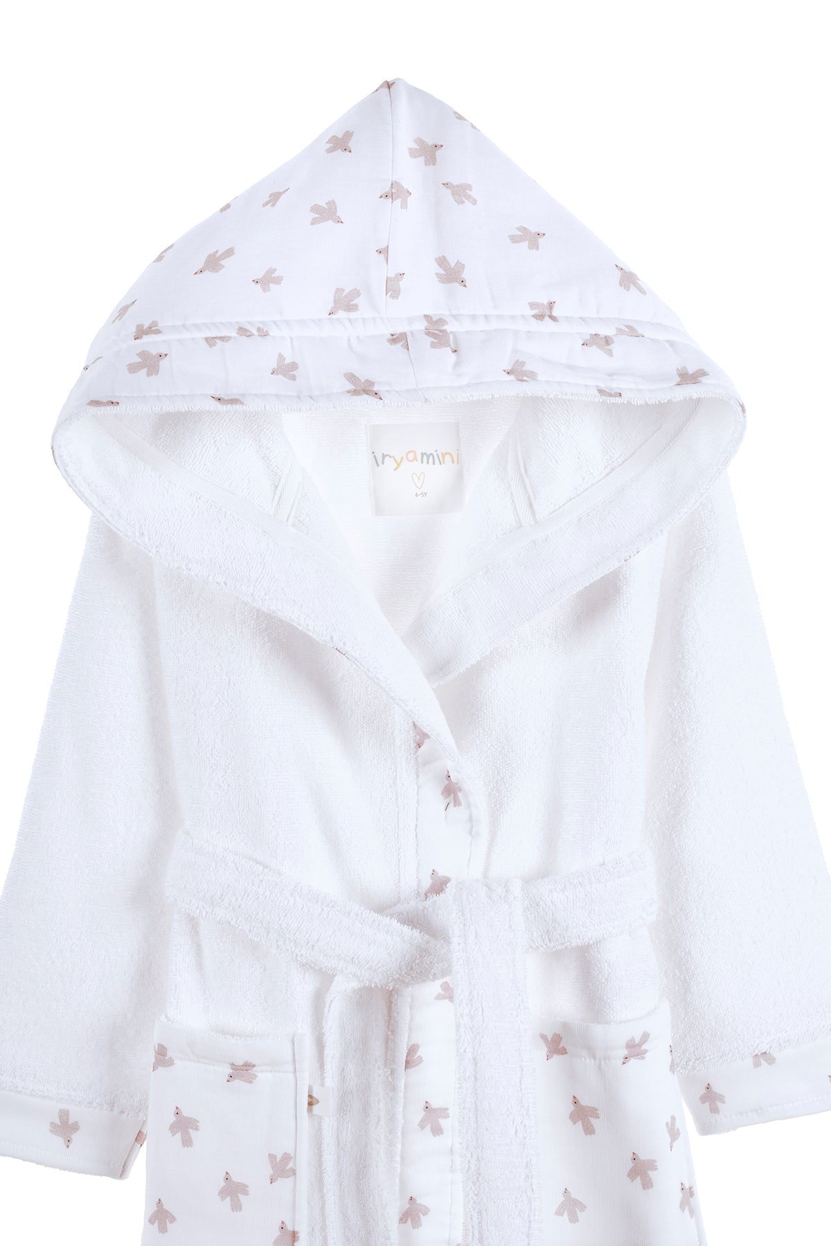 Birdie Organik Pamuk Müslin Detaylı Çocuk Bornoz Beyaz