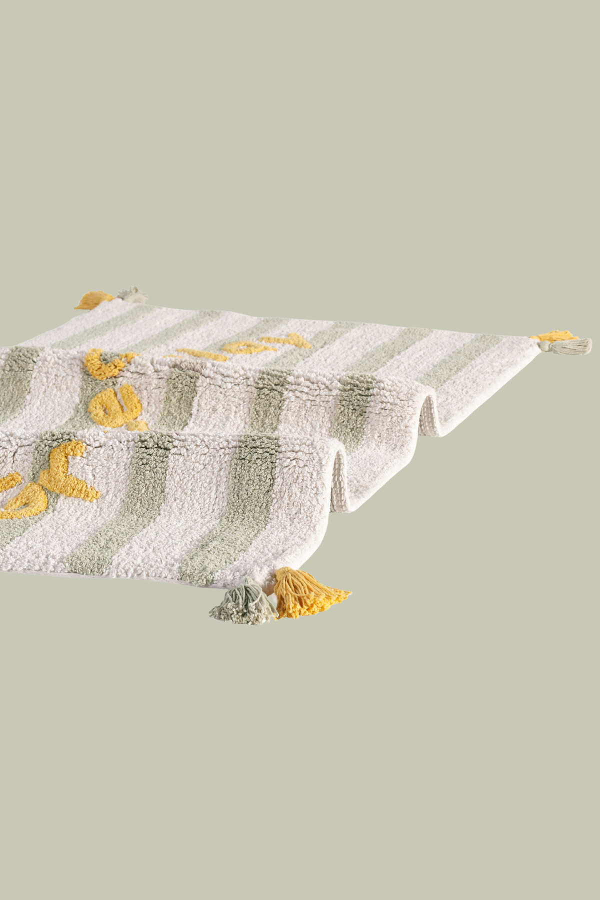 Grow, Learn, Play Tekli %100 Pamuk Çocuk Odası Halısı 70x120 Cm Hardal/Peppermint Yeşil