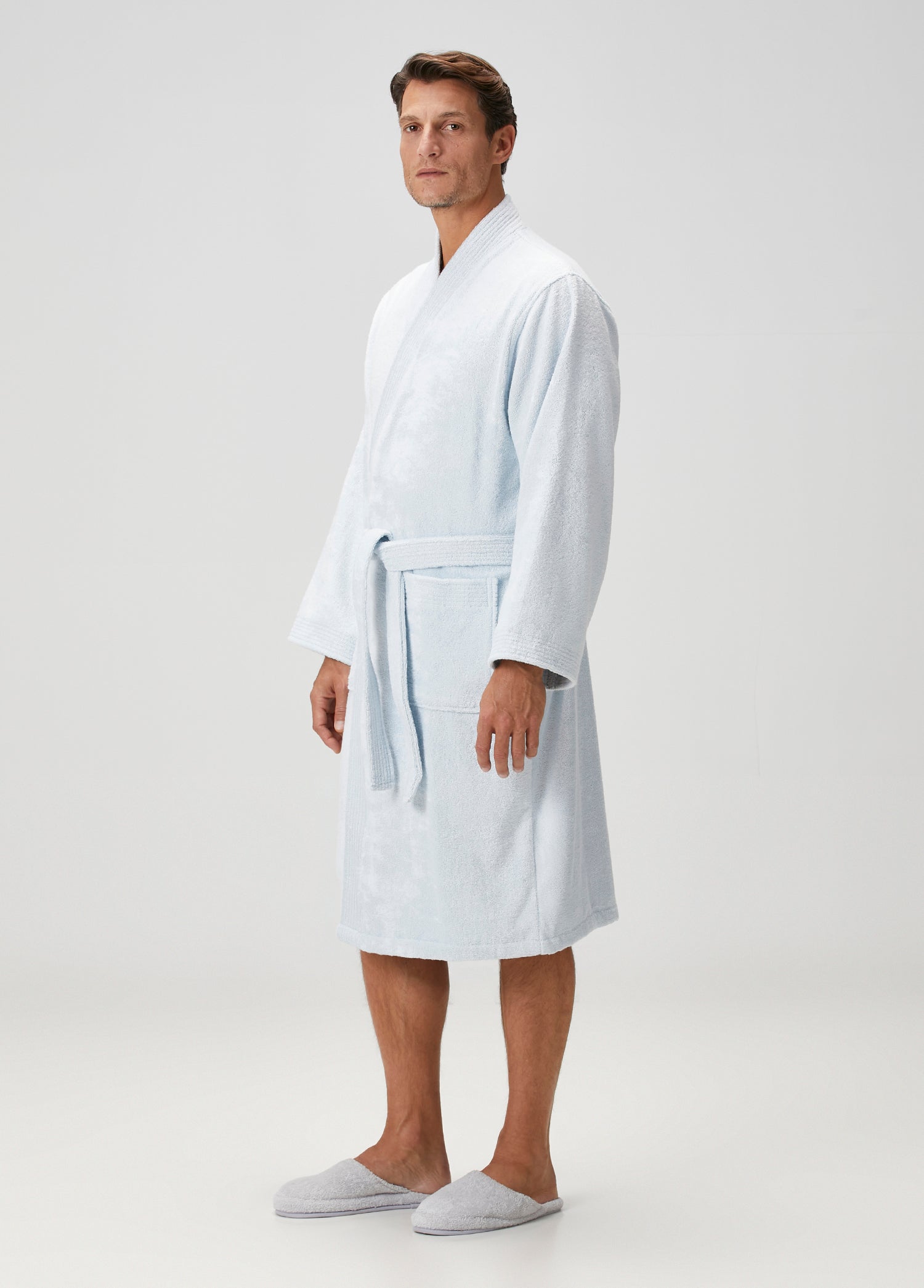 Verona Bambu Erkek Bornoz Buz Mavi