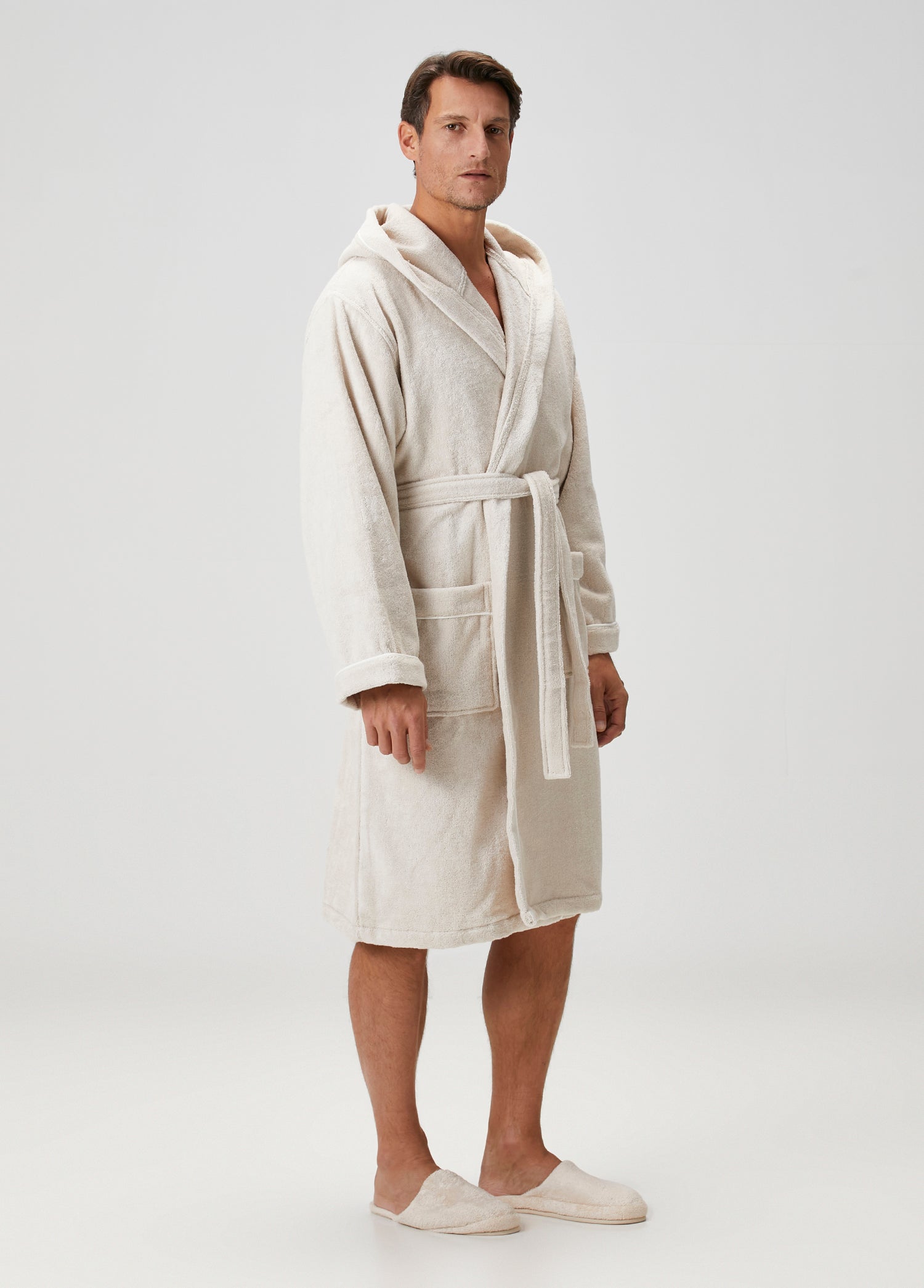 Miro %100 Pamuk Erkek Bornoz Bej