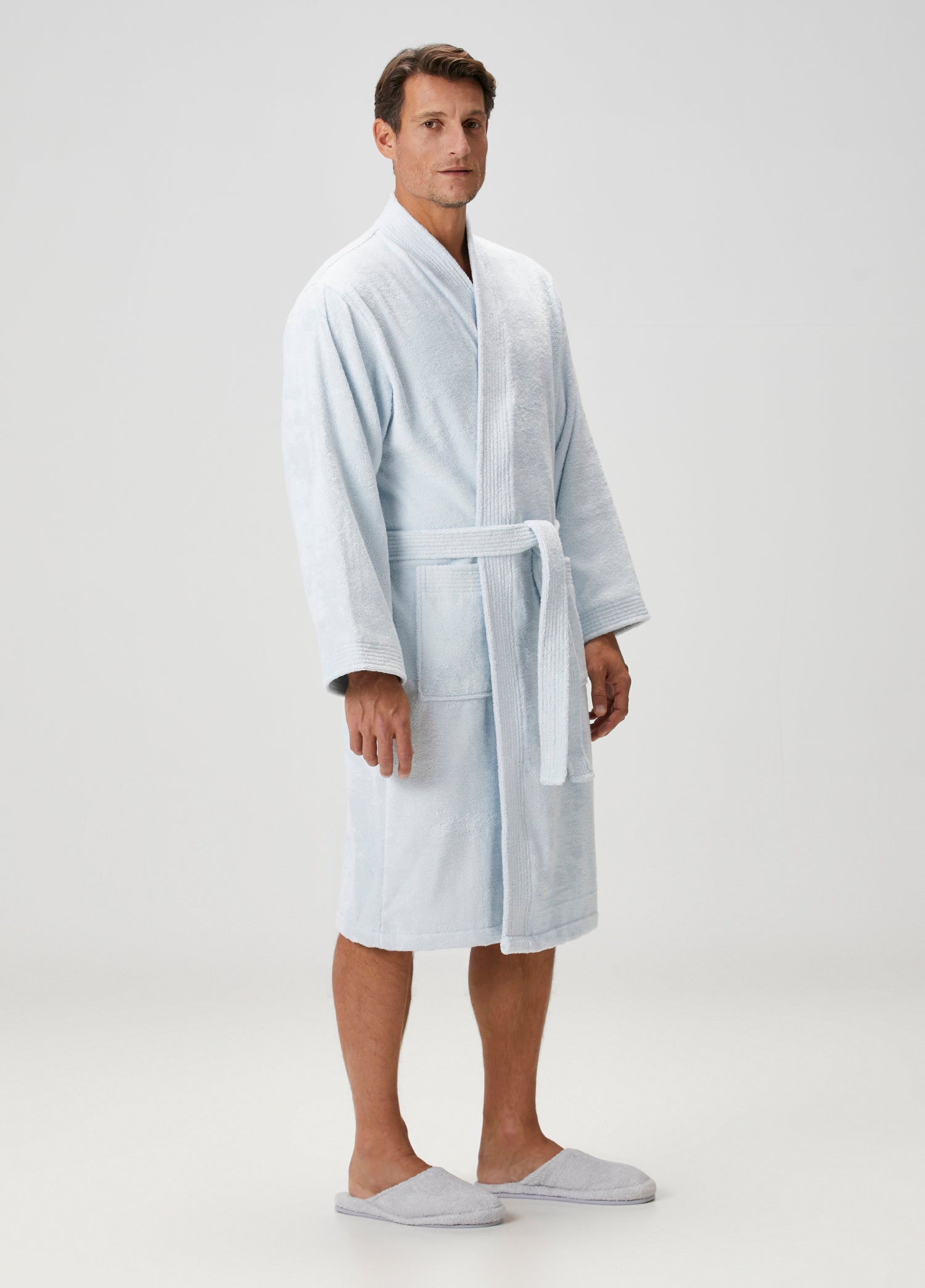 Verona Bambu Erkek Bornoz Buz Mavi