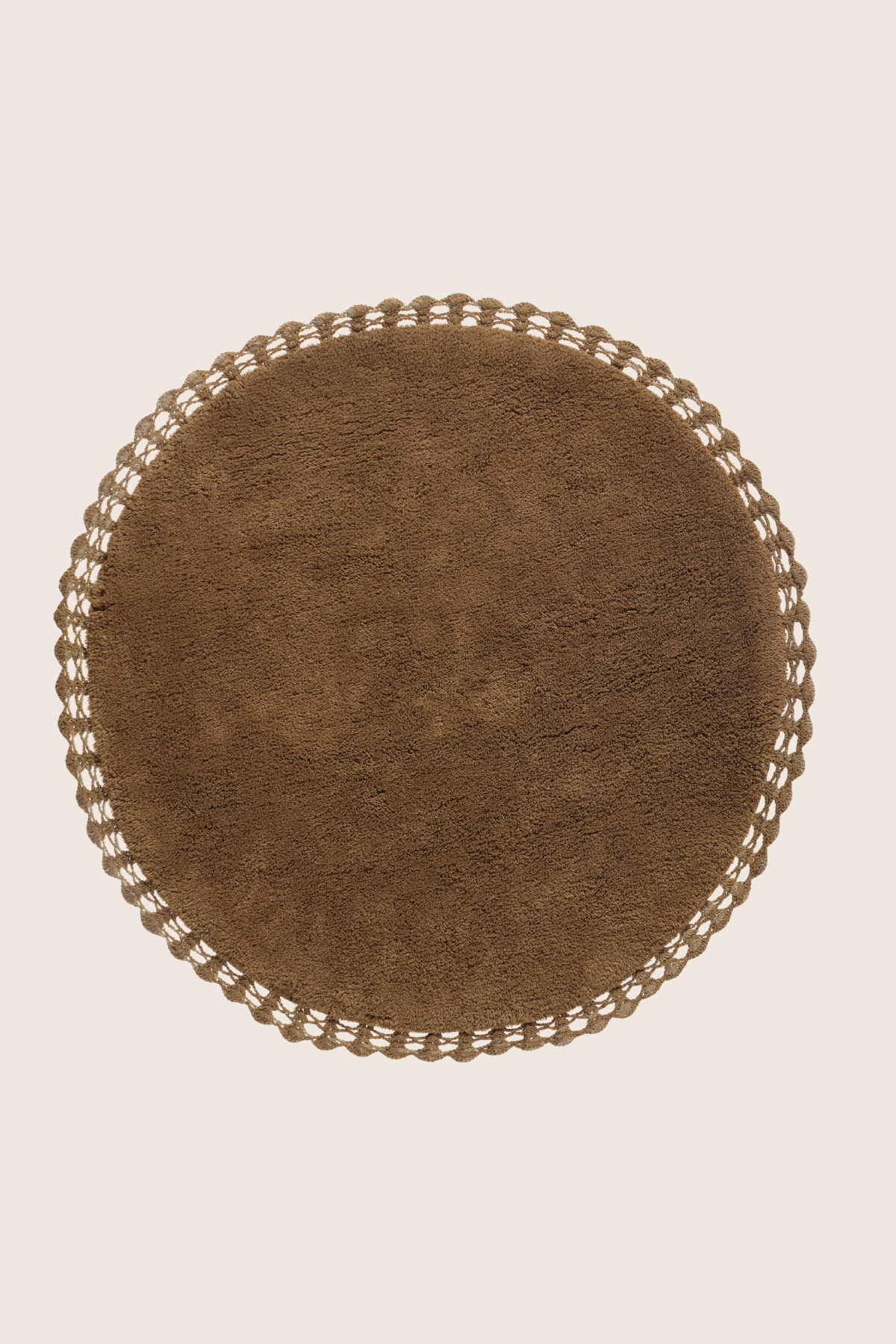 Luna Yuvarlak %100 Pamuk Banyo Paspası 110x110 Cm Brownie Kahve