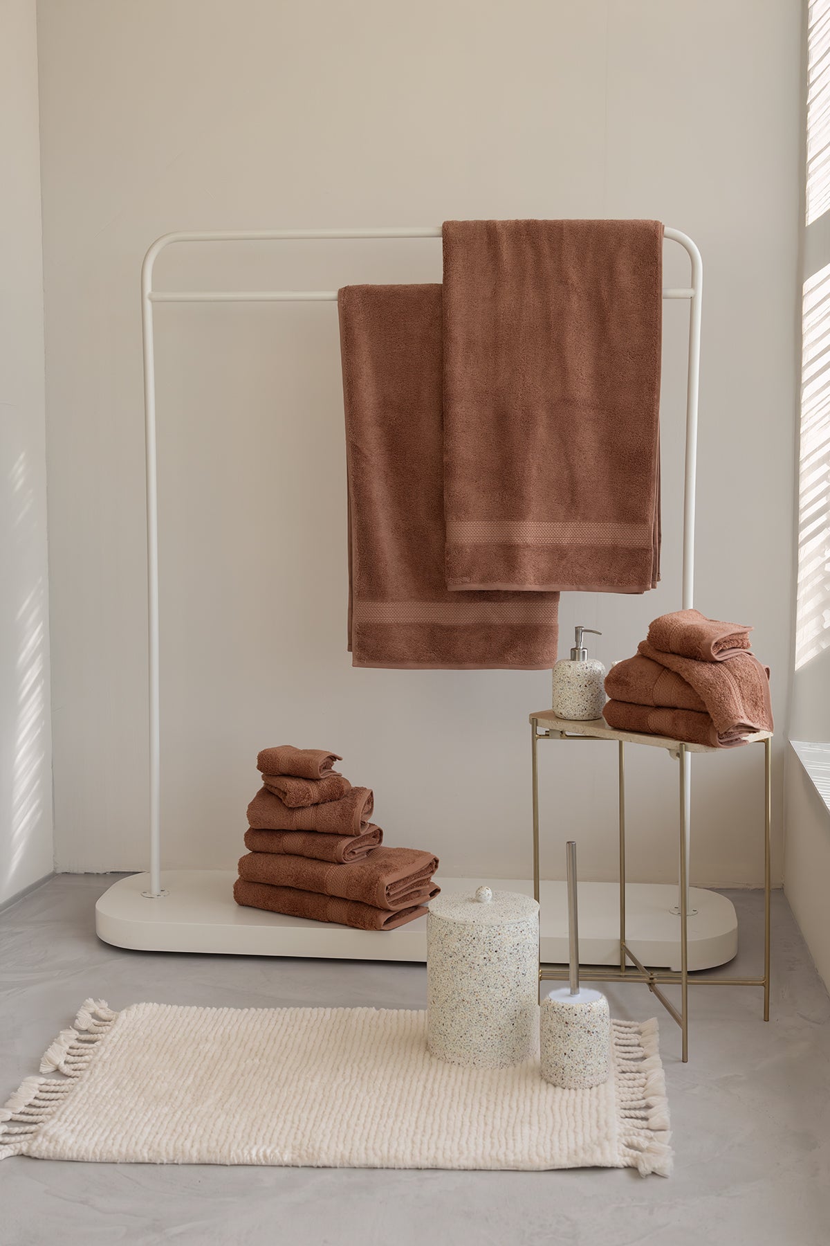 Mısır %100 Mısır Pamuğu Havlu Seti Copper Rose