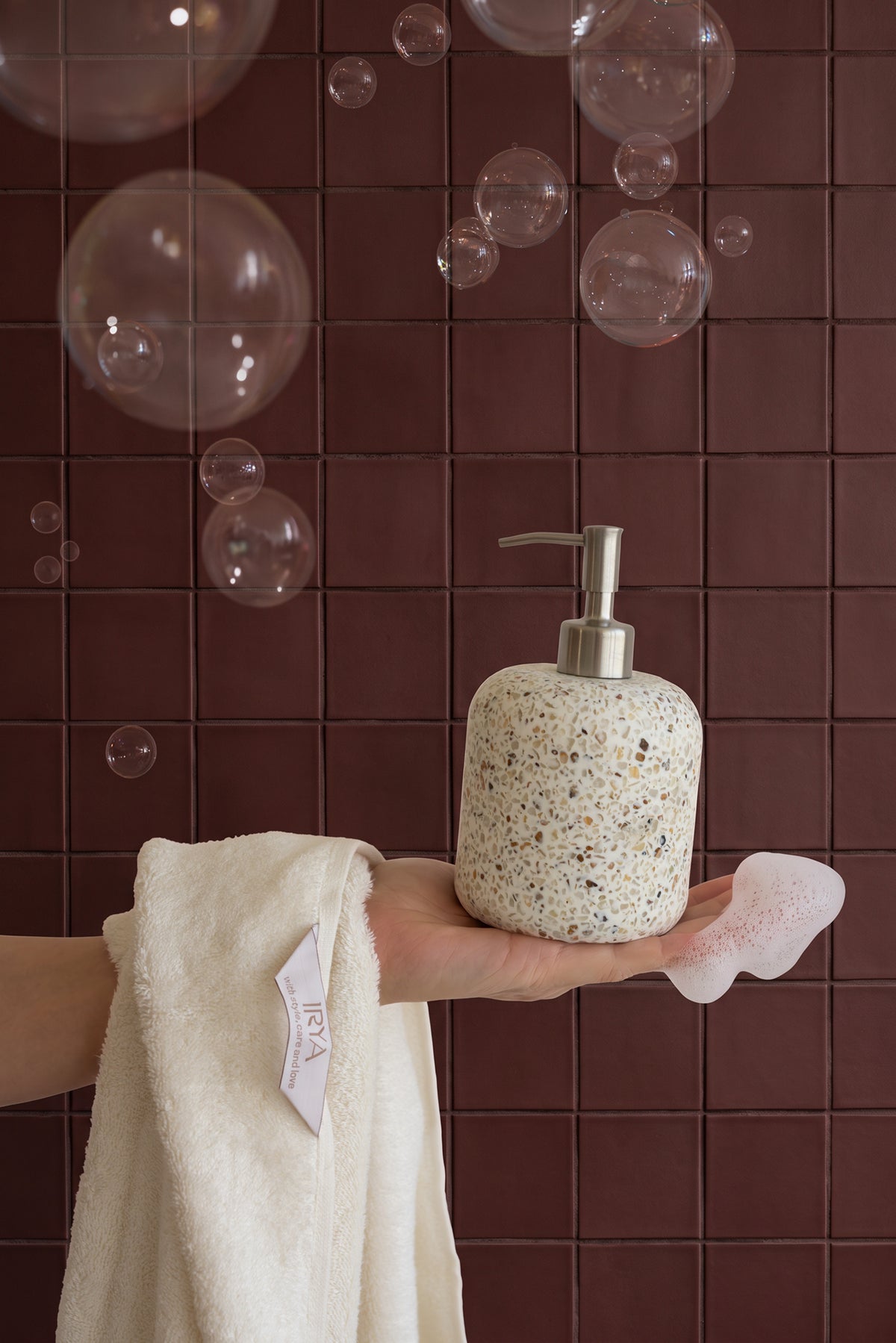 Mosaic 4 Parça Banyo Aksesuar Seti Ekru