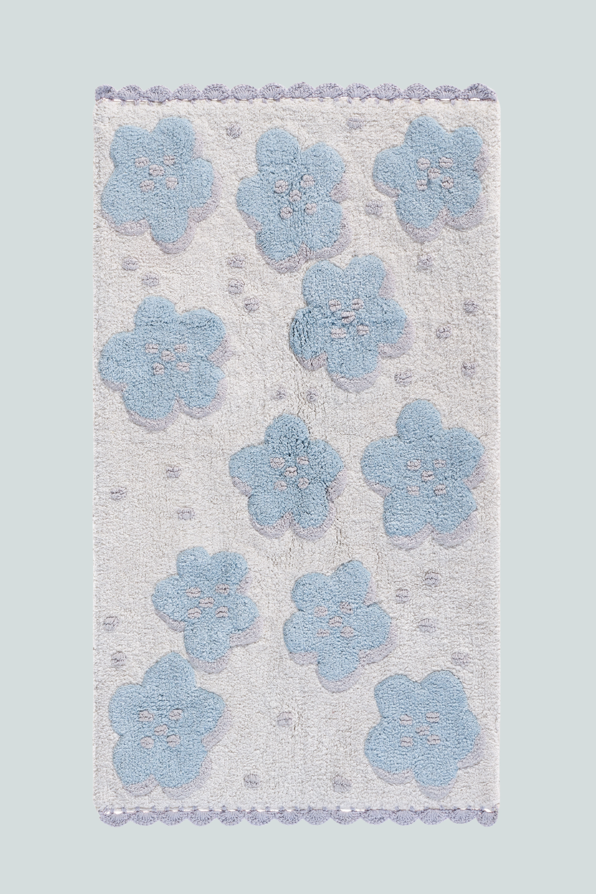 Olivia Tekli %100 Pamuk Banyo Paspası 60x100 Cm Early Blue/Lilac