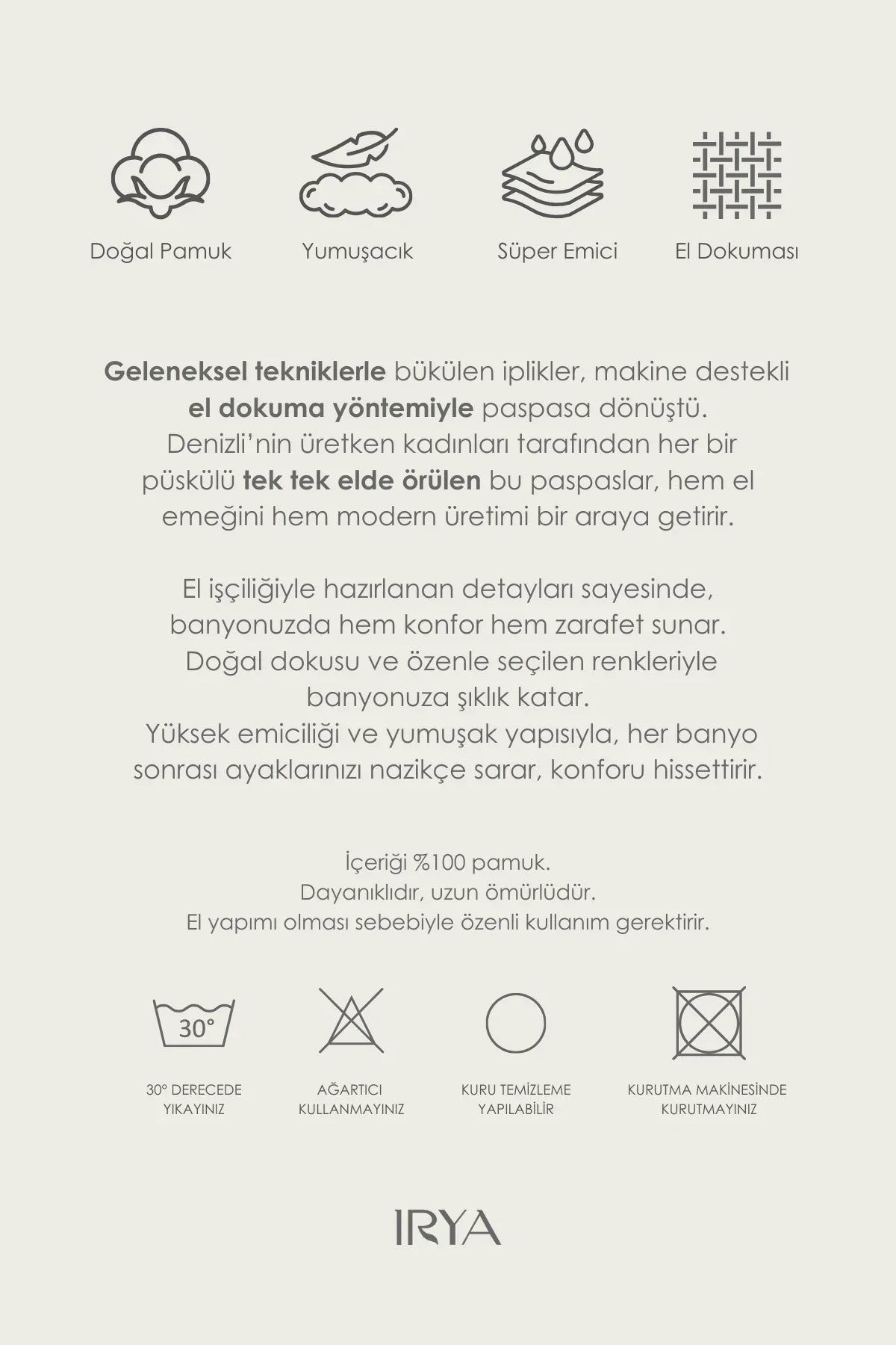 Brook Single Bath Mat 100% Cotton 70x110 Beige