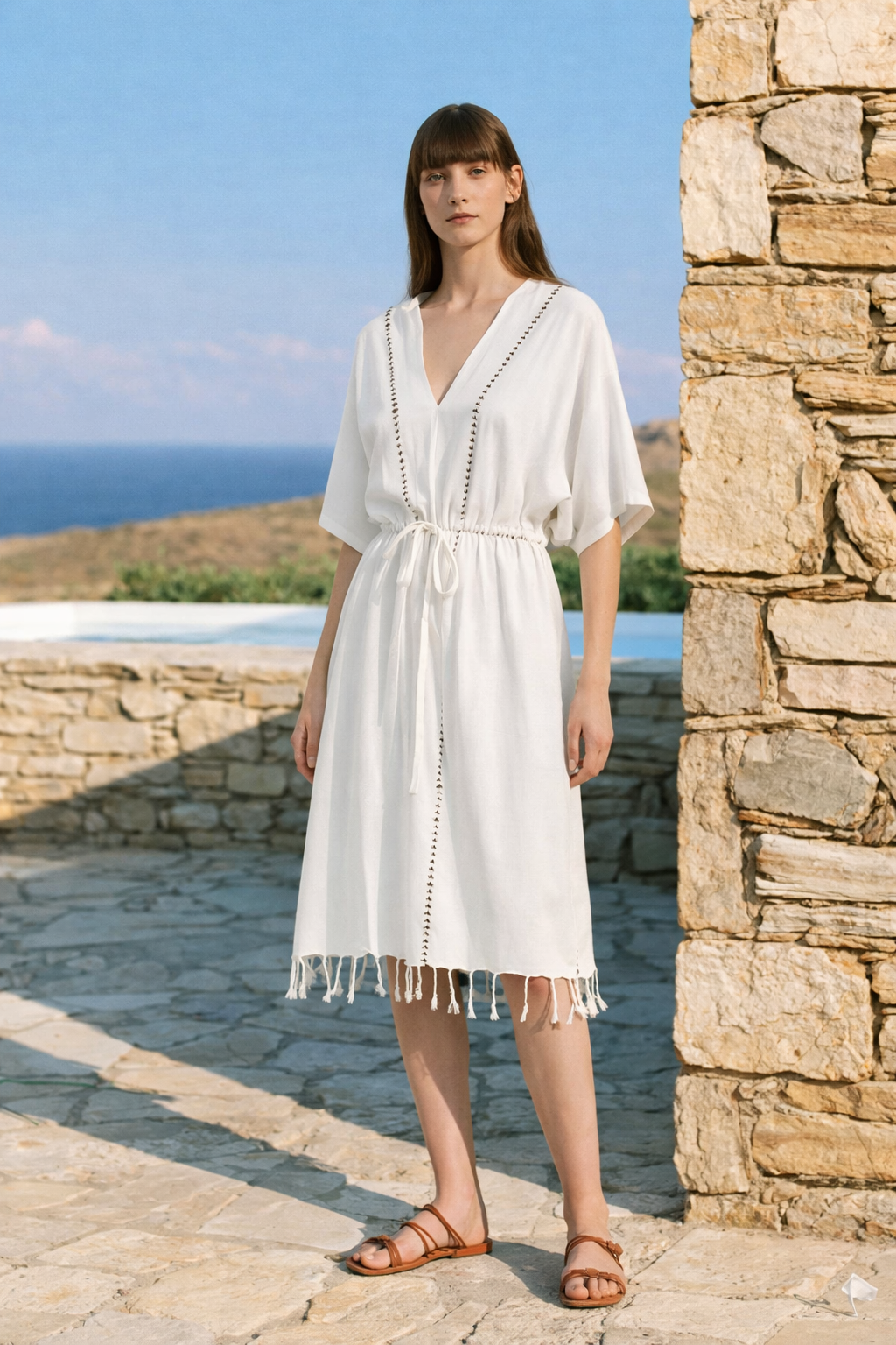 Serene Long Beach Dress - Black Knitted Openwork