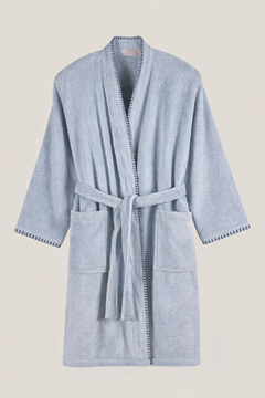 Shadow 100% Cotton Men's Bathrobe Misty Blue