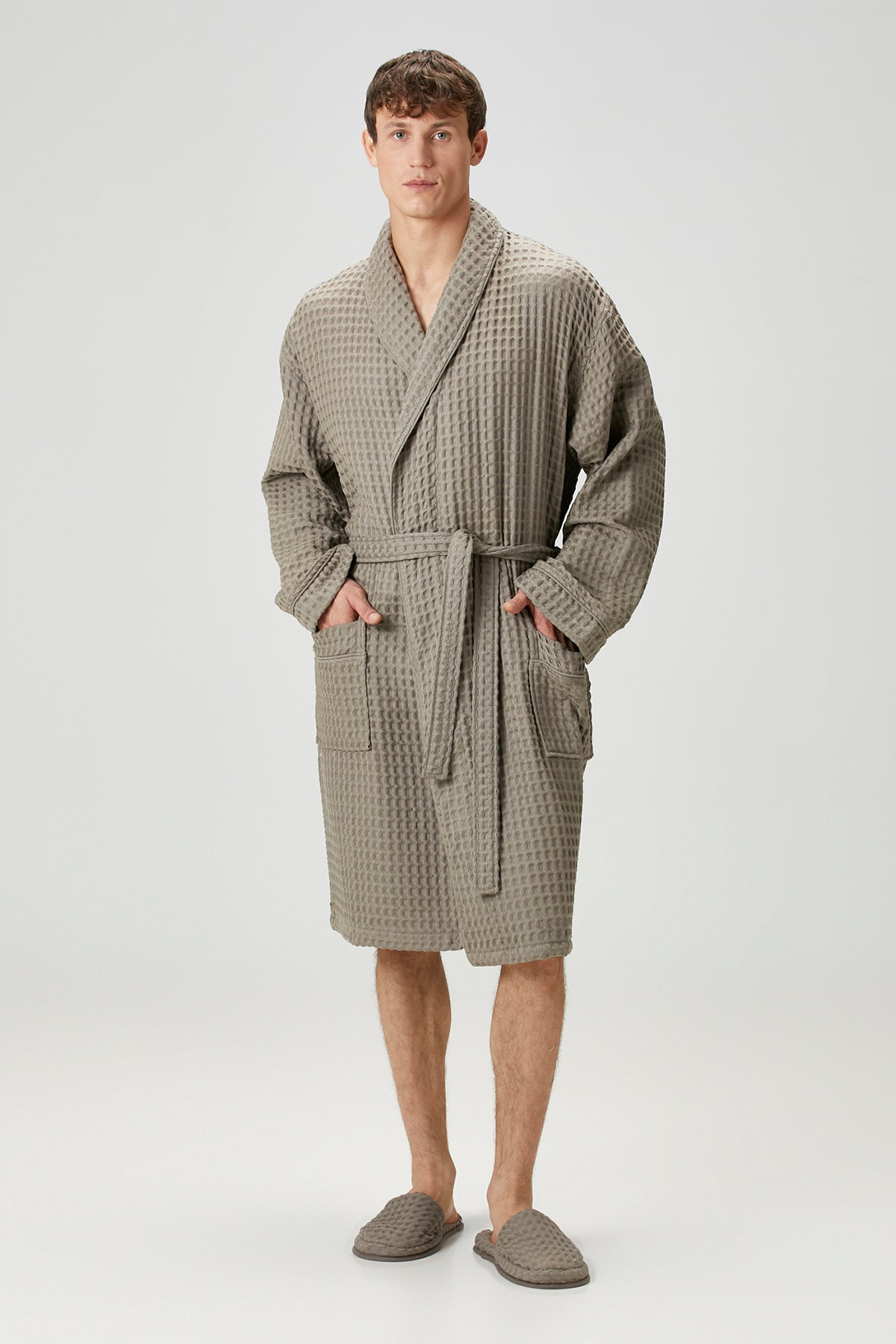 Aura Waffle Erkek Bornoz Gri