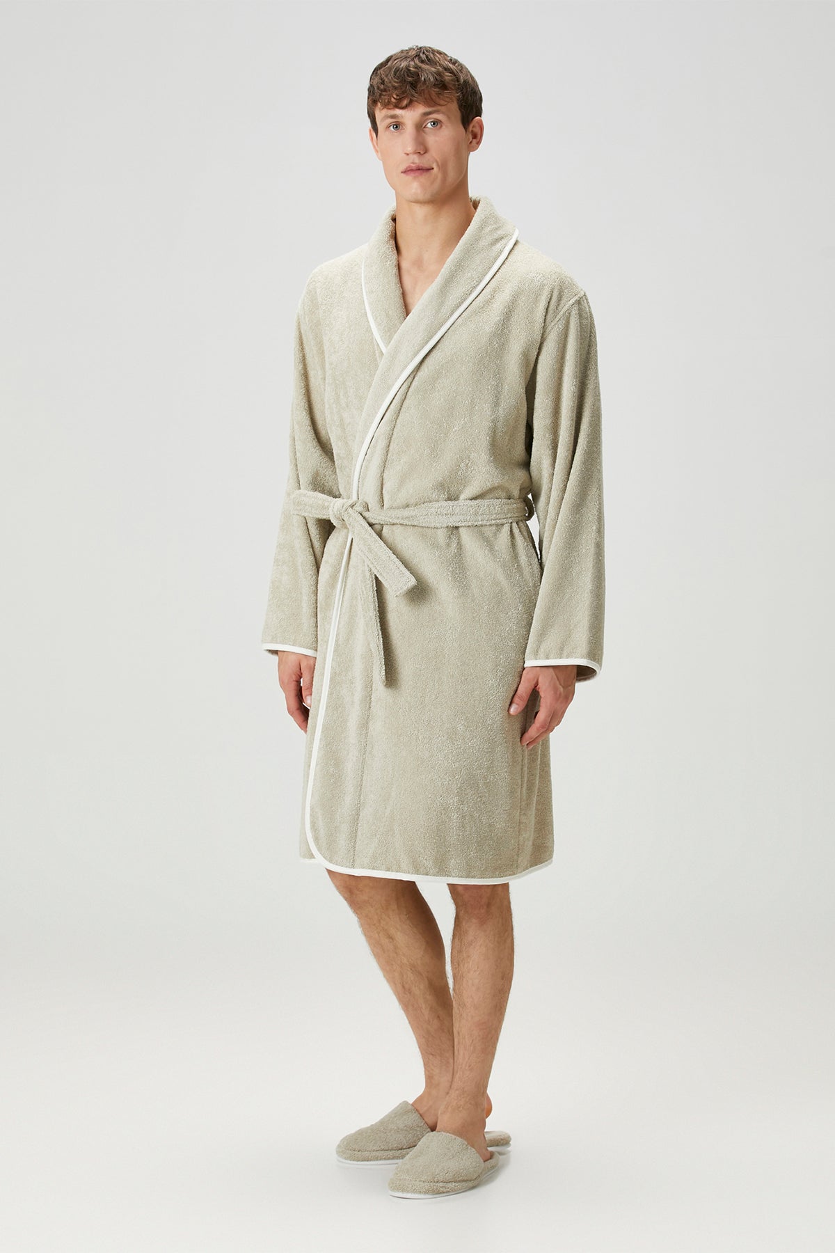 Allesi %100 Pamuk Erkek Bornoz Mint