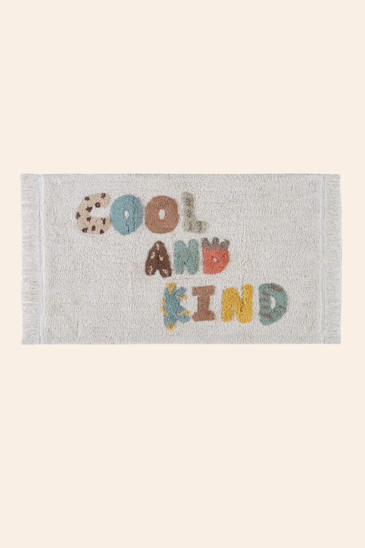 Cool And Kind Tekli %100 Pamuk Çocuk Odası Halısı 60x100 Cm Ekru