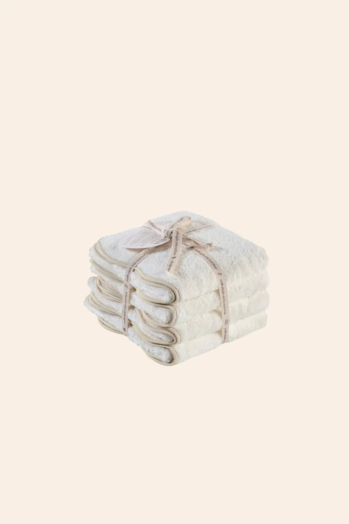 Scallop %100 Pamuk Havlu Seti Ecru+Desert Sand