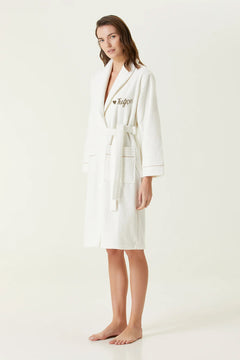 Roya Personalized Embroidered Women's Ecru Bathrobe