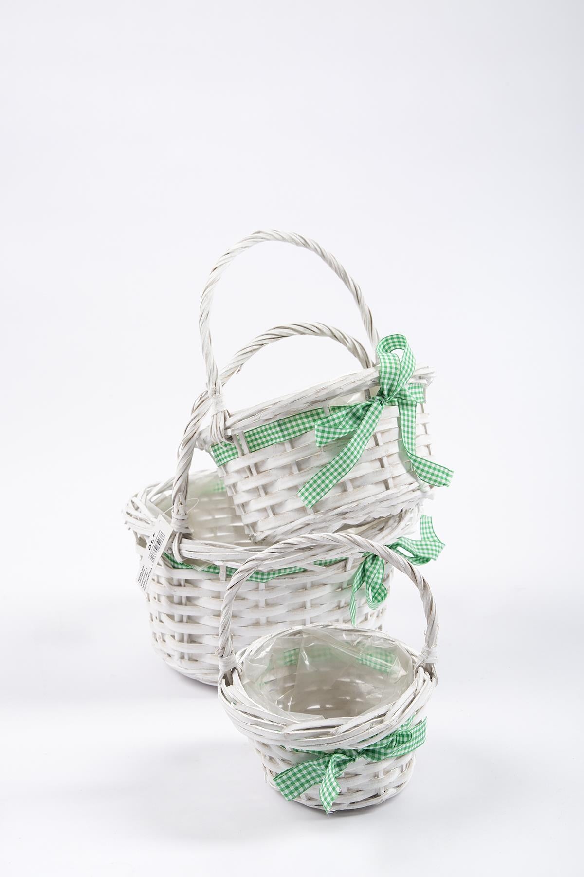 3 Piece Wicker Basket White