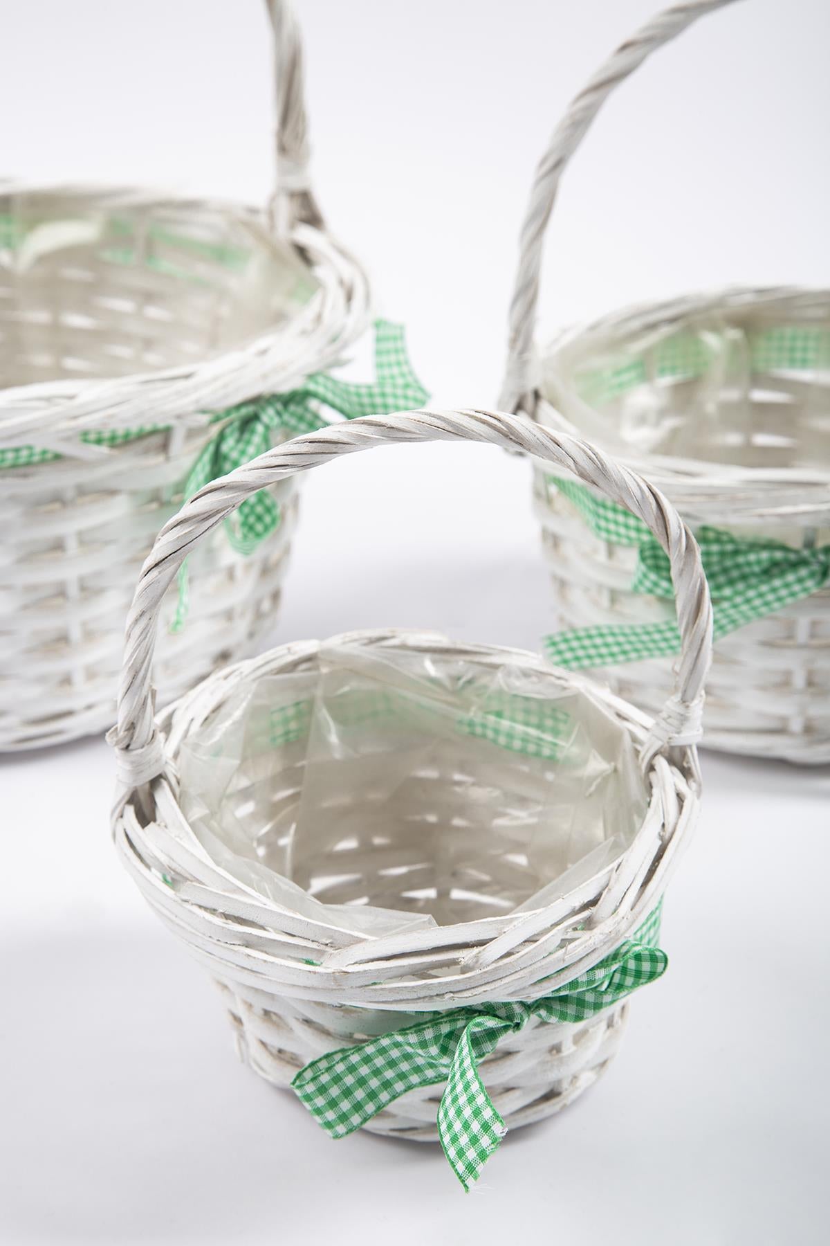 3 Piece Wicker Basket White