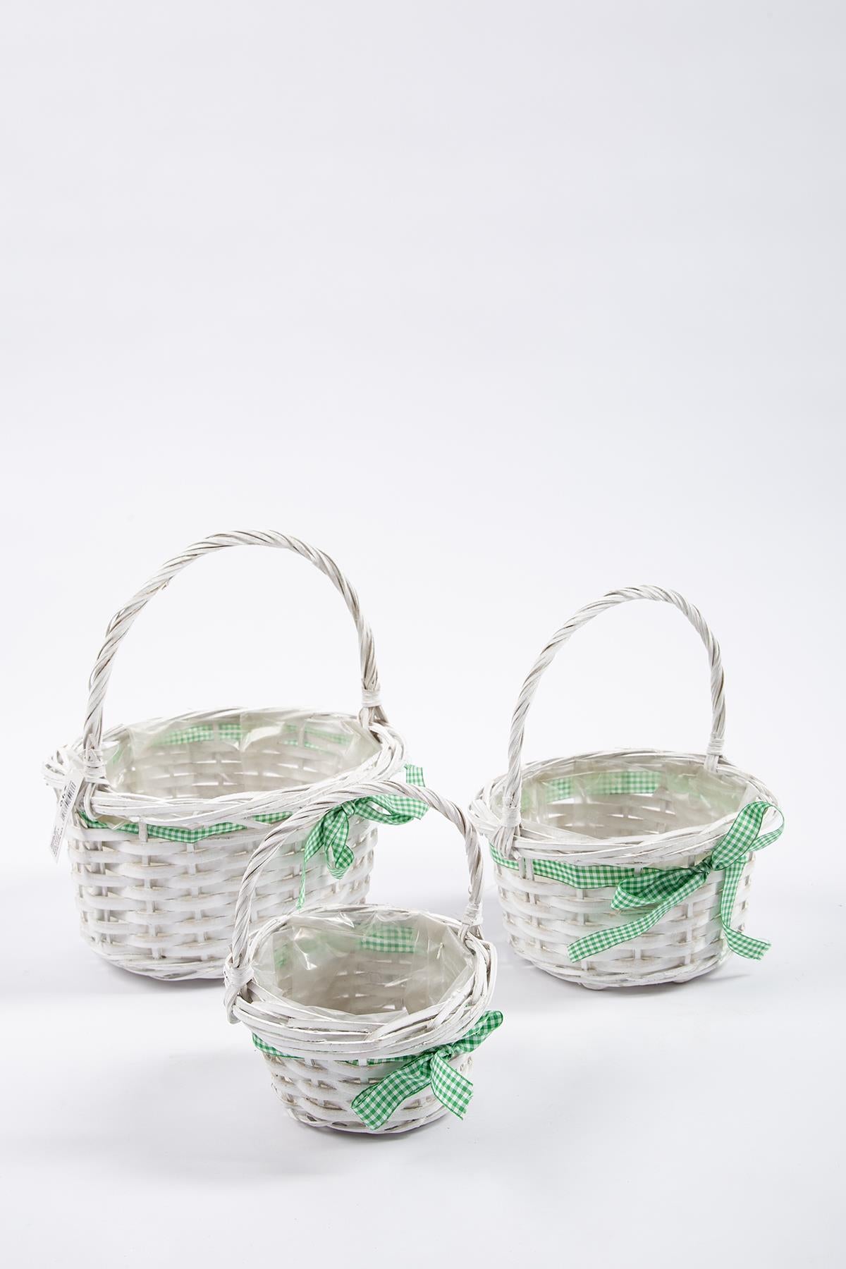 3 Piece Wicker Basket White