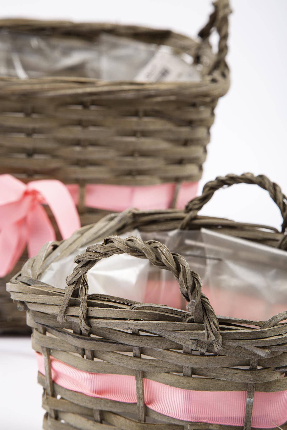 3-Piece Wicker Basket Gray