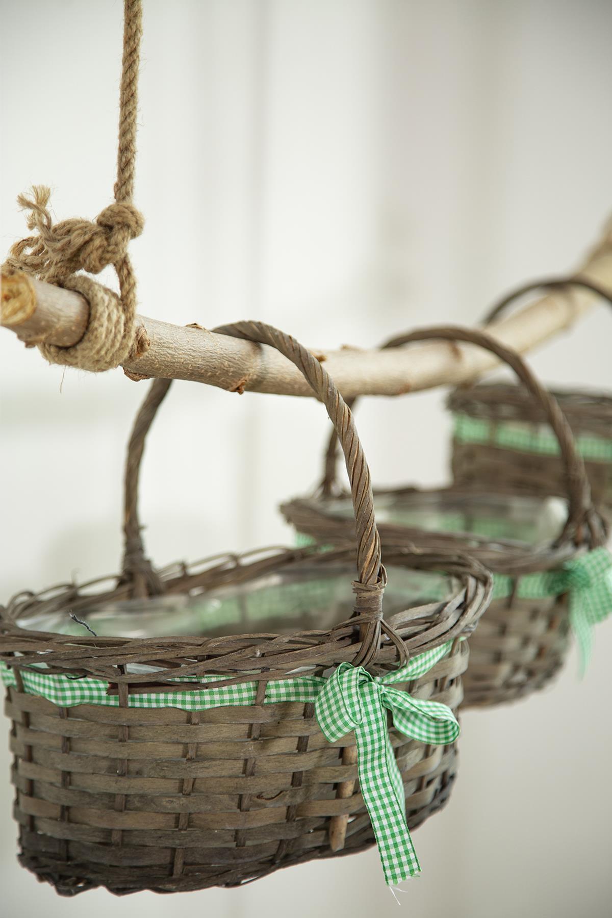 3-Piece Wicker Basket Gray