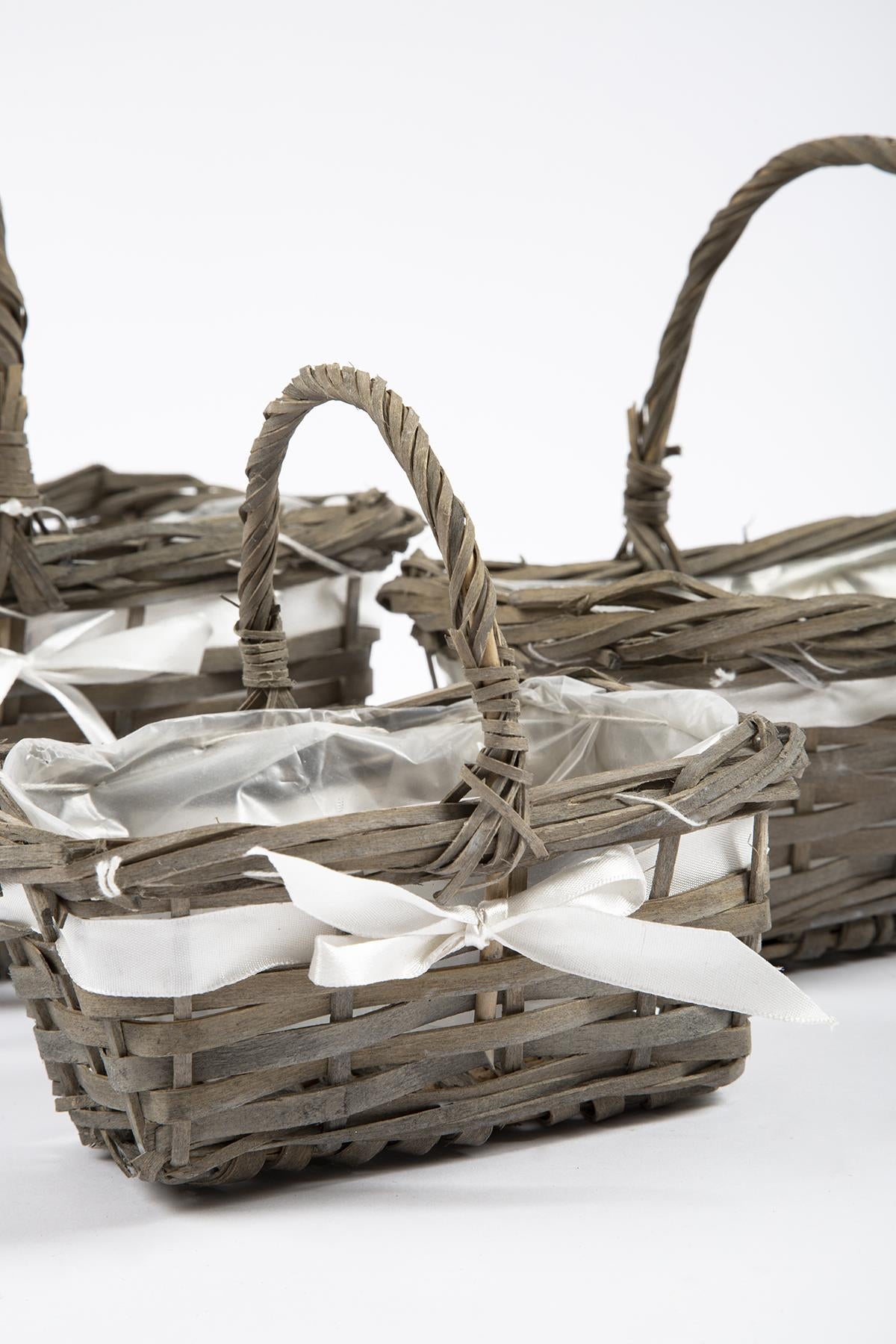 3-Piece Wicker Basket Gray