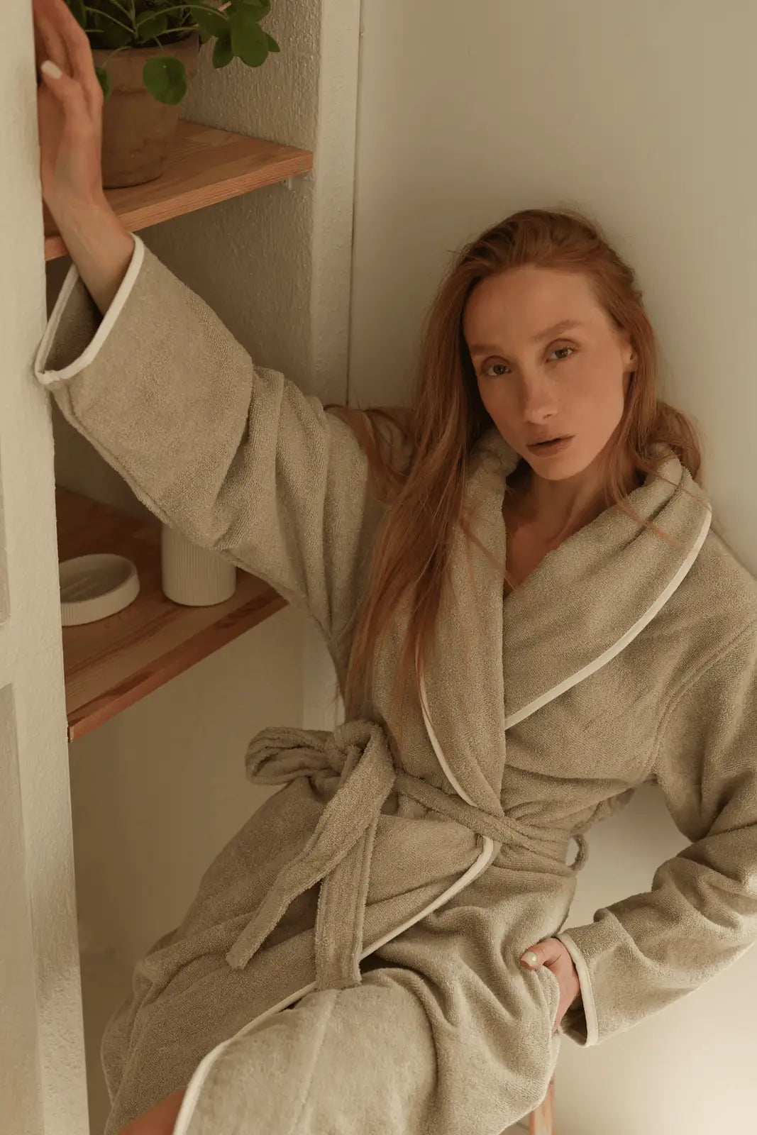 Allesi %100 Pamuk Kadın Bornoz Mint