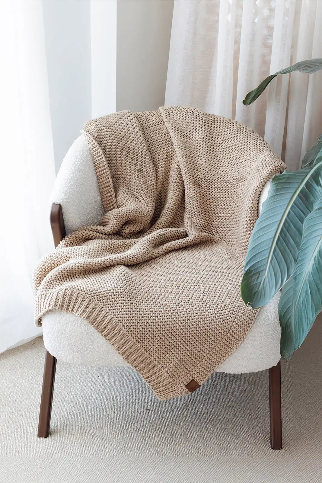 Amber Knitted Blanket 130x170 Beige