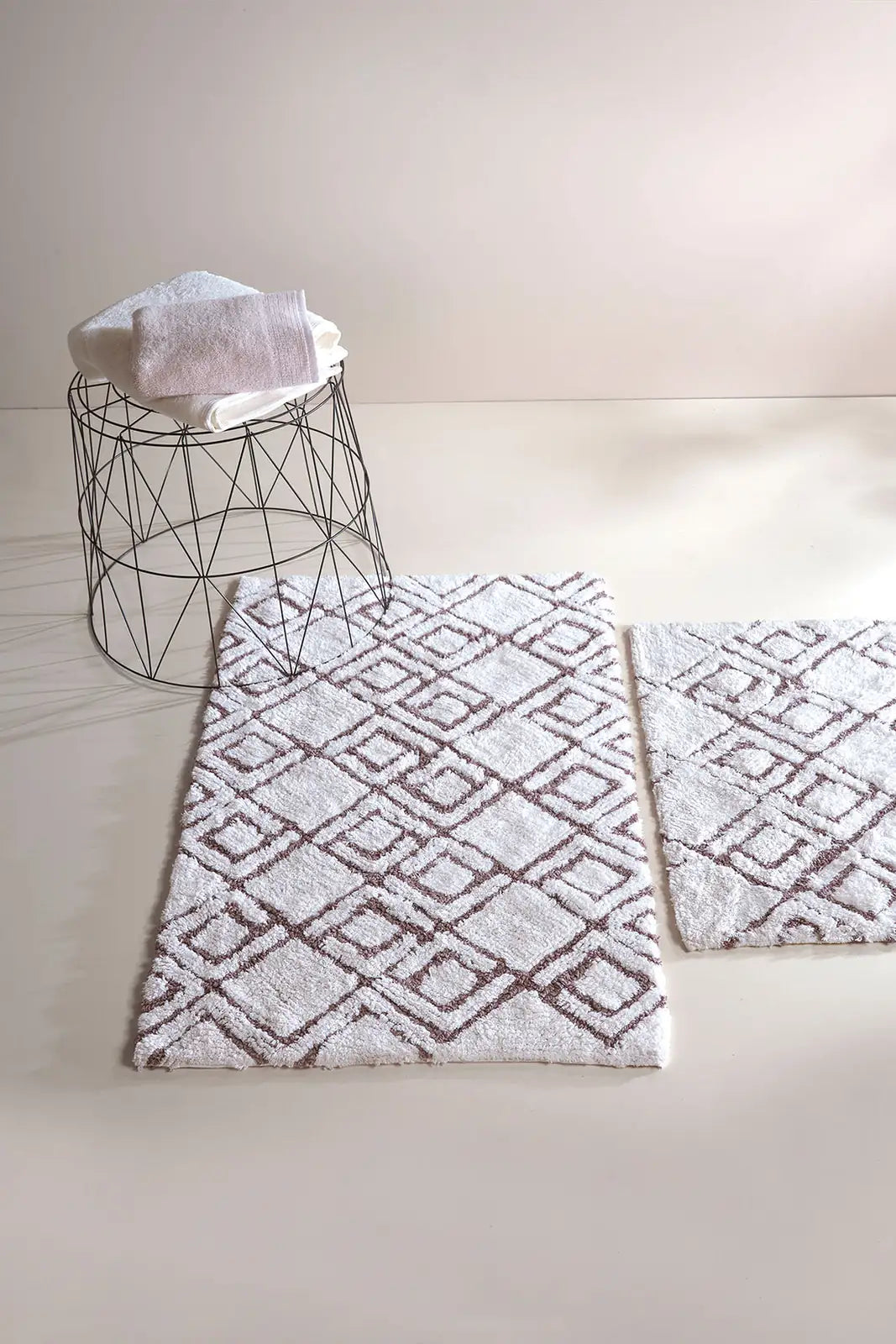 Cava 2 Piece Bath Mat Set 100% Cotton 40x60 + 60x90 Brown