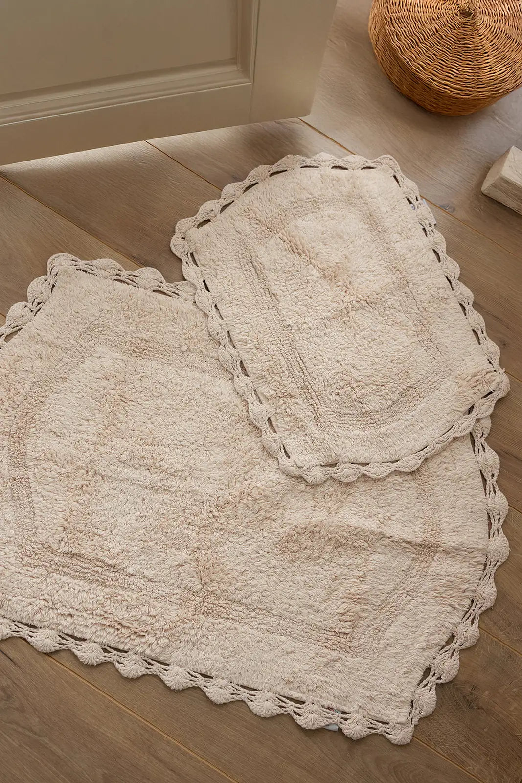 Dale 2 Piece Bath Mat Set 100% Cotton 40x60 + 60x90 Beige