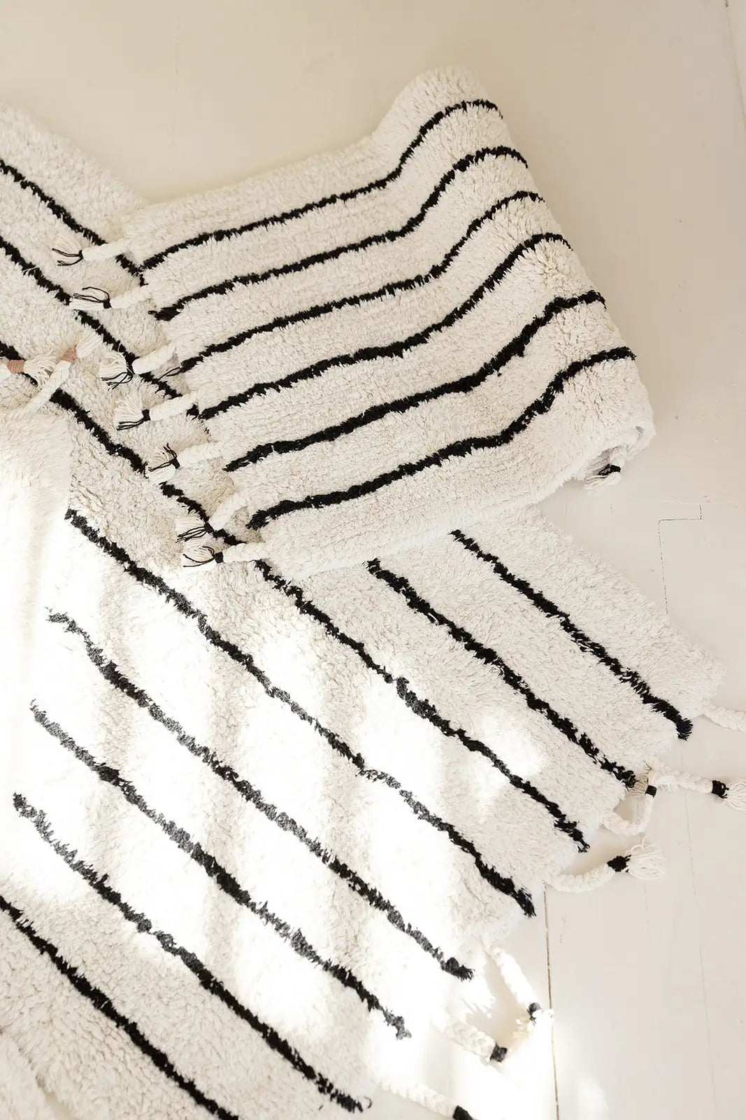 In Lines 2’li Takım Banyo Paspası %100 Pamuk 40x60 + 60x90 Siyah Çizgili