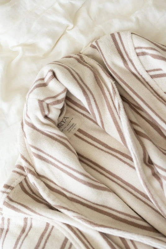 In Lines Yarn-Dyed Bathrobe Set Mocha